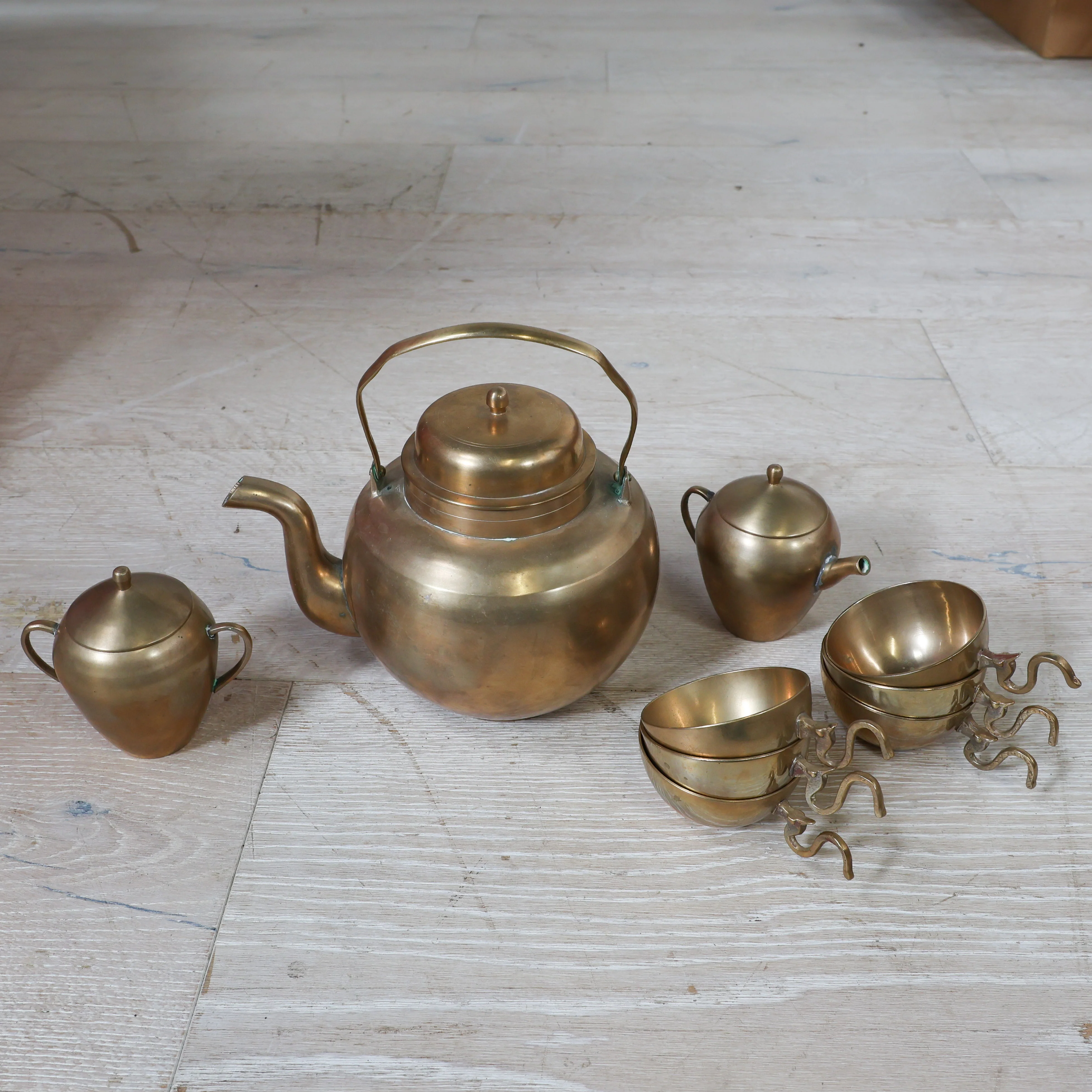 9 Piece Brass Tea Set - Image 2
