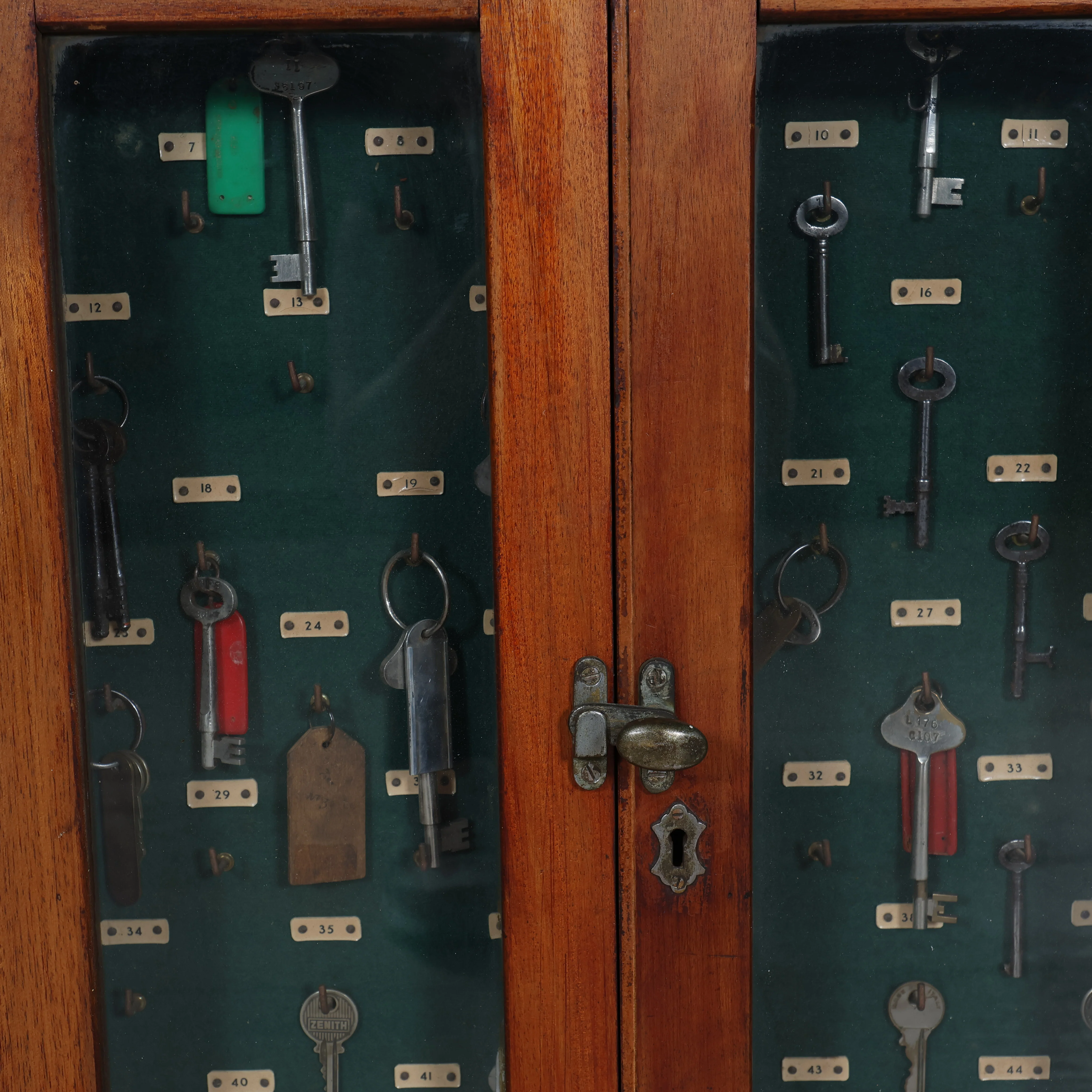 Antique Key Cabinet with Numbered Hooks and Keys - Image 5