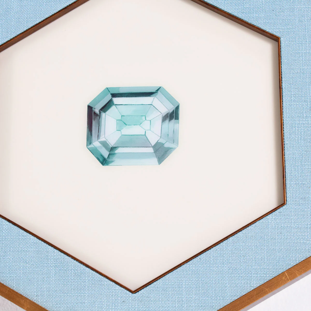 Aqua Gemstone Hexagon Art - Set of 5 - Image 3