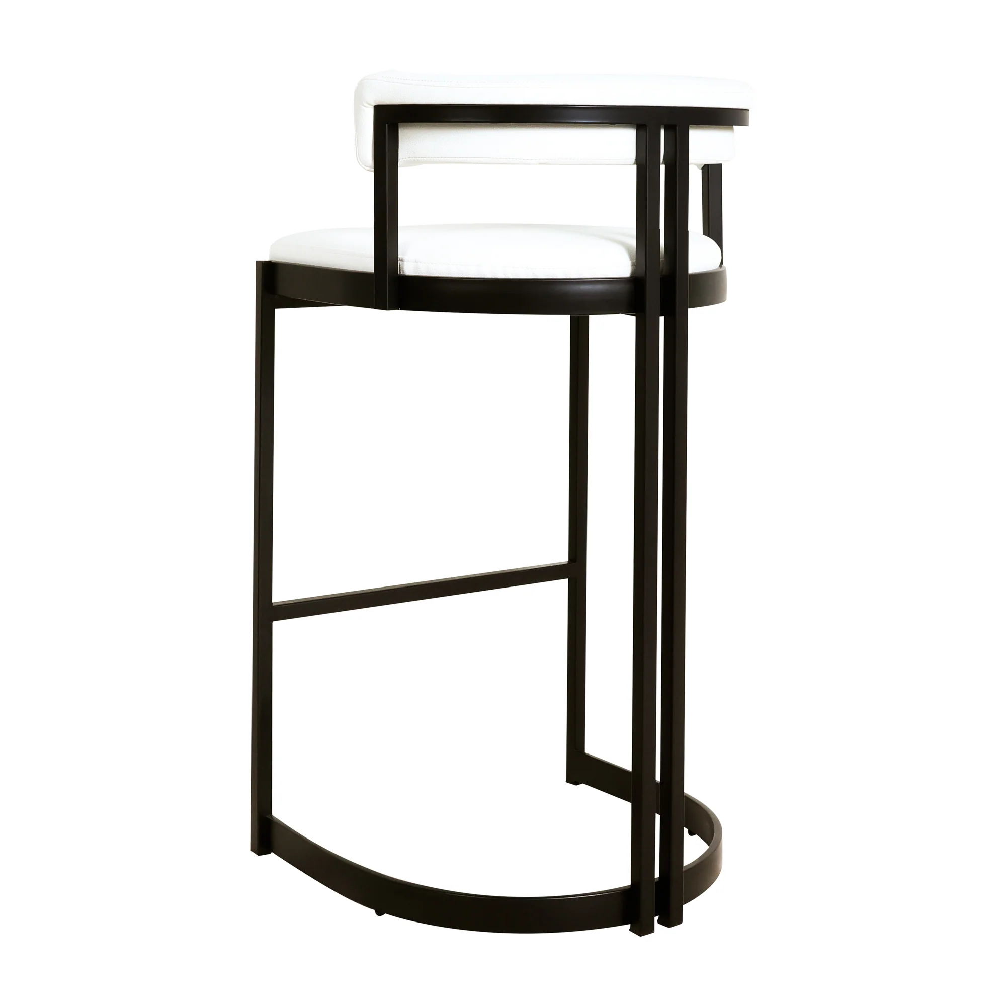 Ballantine Bar Stool in Matte Black White Leather - Image 3