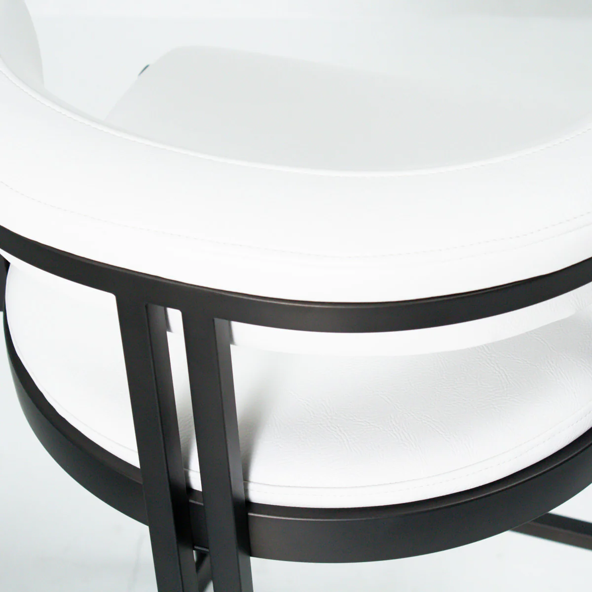 Ballantine Bar Stool in Matte Black White Leather - Image 5