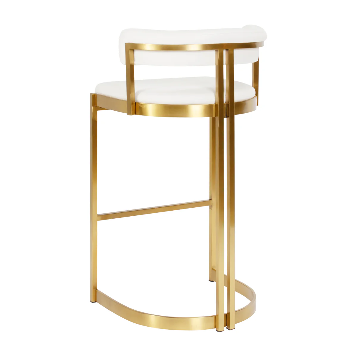 Ballantine Bar Stool in White Leather Brass - Image 3