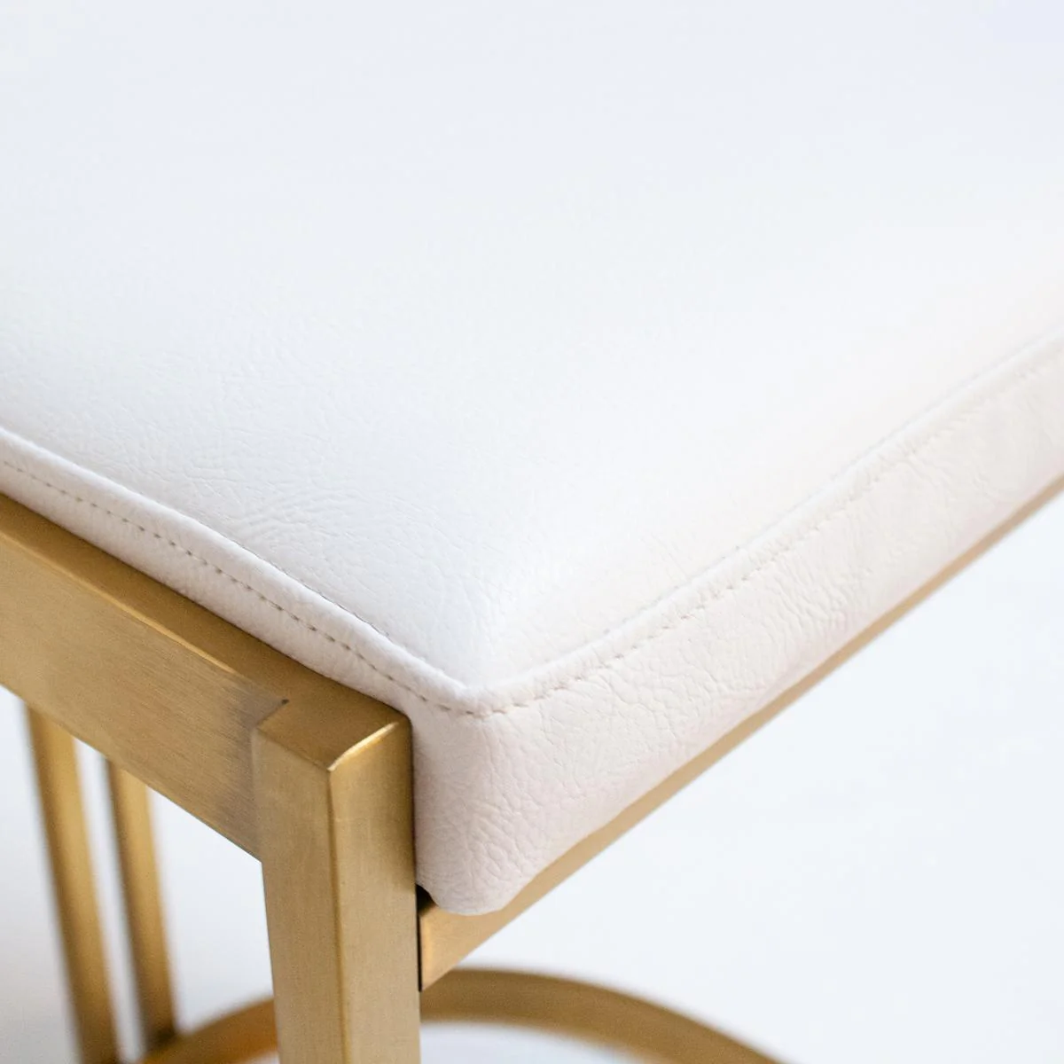 Ballantine Bar Stool in White Leather Brass - Image 6