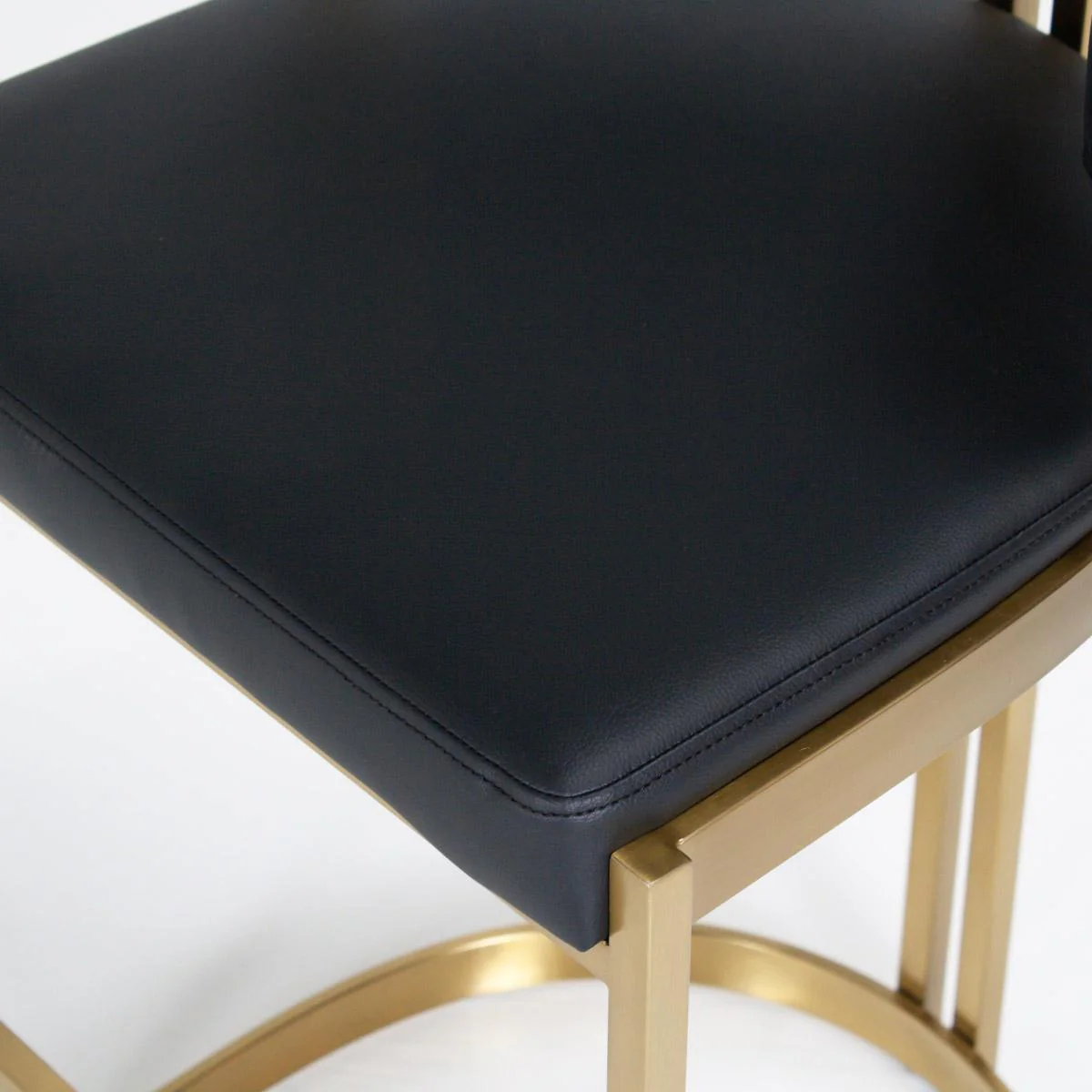 Ballantine Counter Stool in Black Leather Brass - Image 4