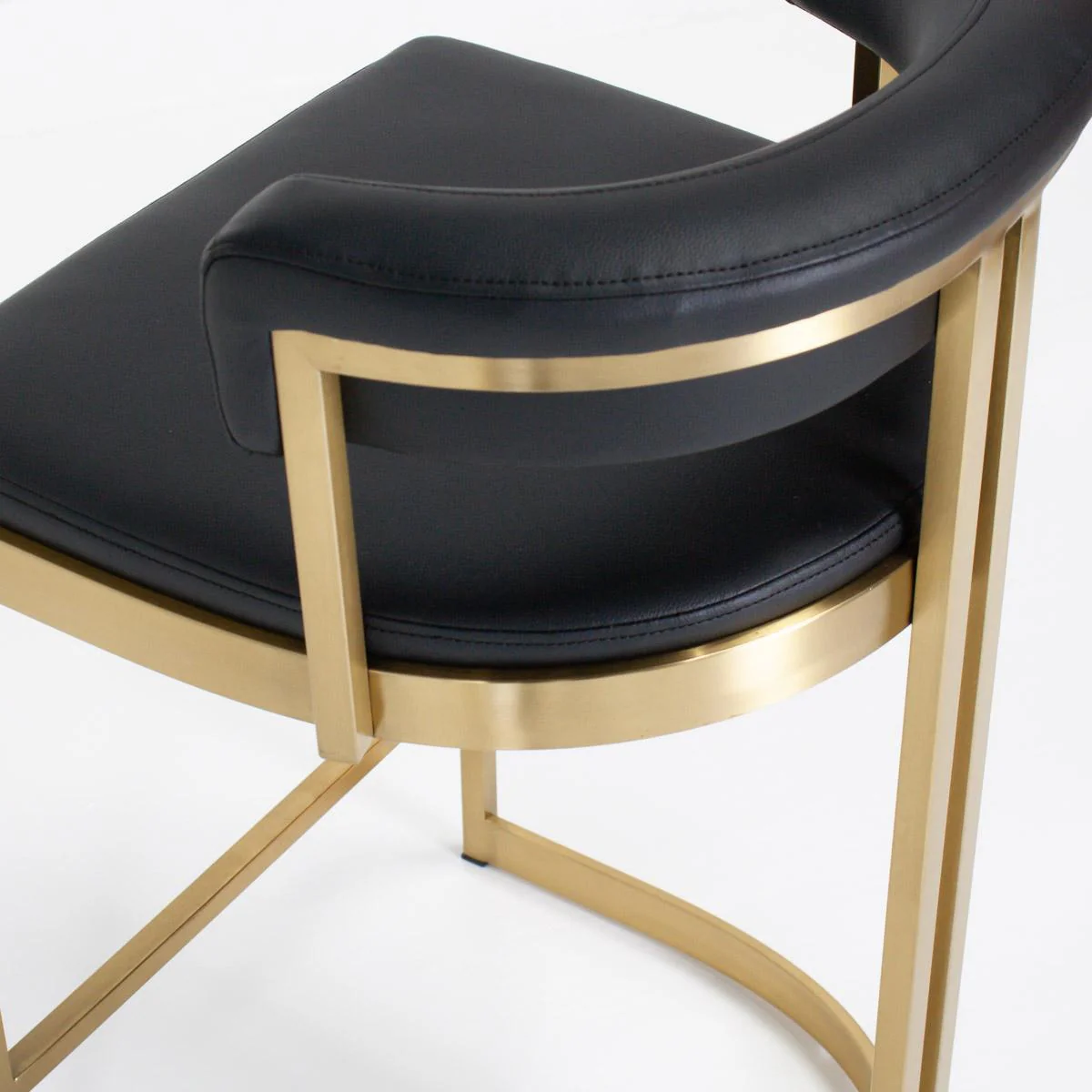 Ballantine Counter Stool in Black Leather Brass - Image 5