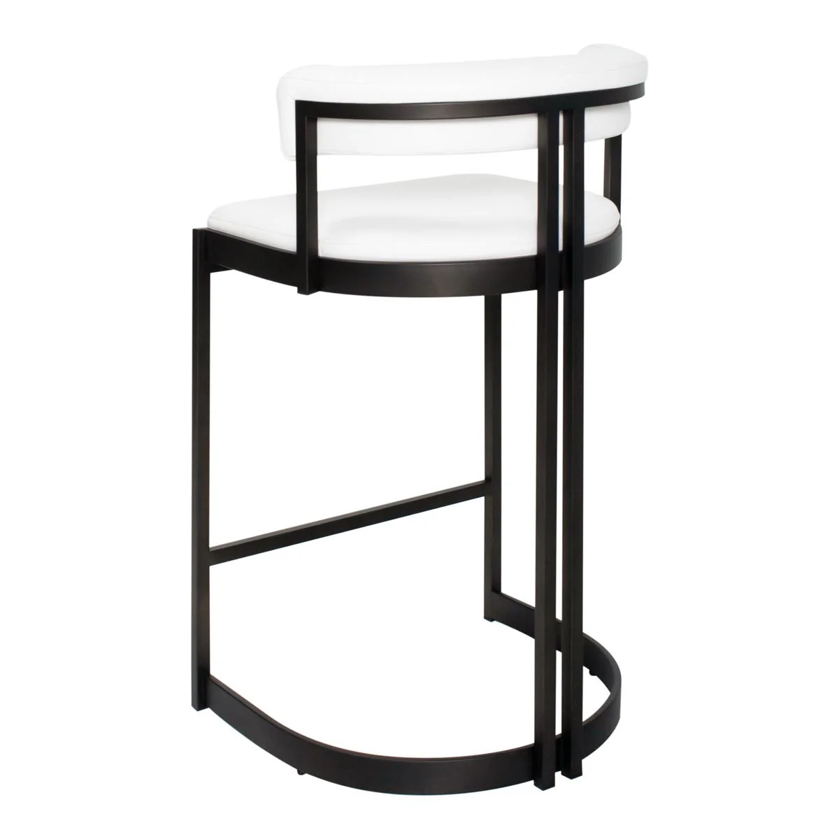 Ballantine Counter Stool in Matte Black White Leather - Image 4