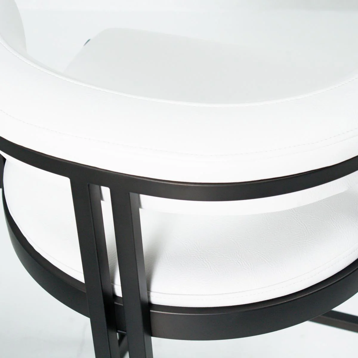 Ballantine Counter Stool in Matte Black White Leather - Image 6