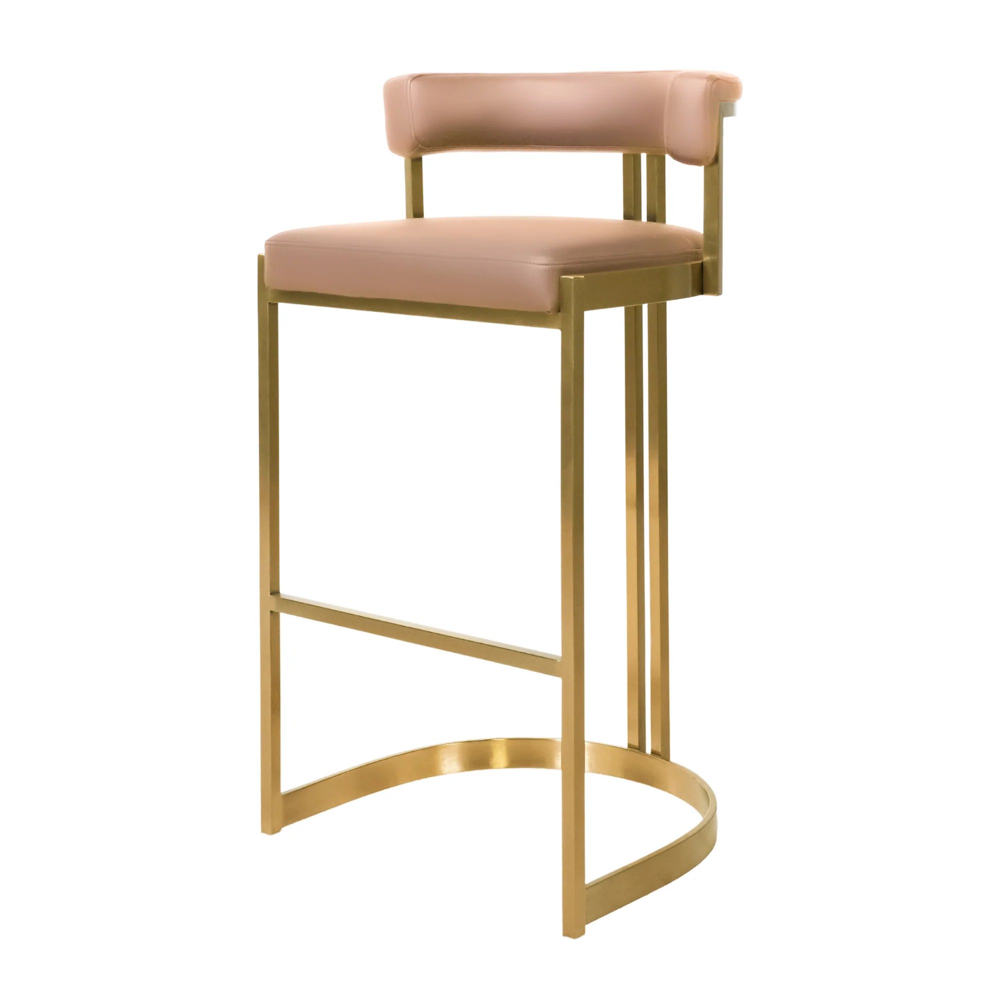 Ballantine Counter Stool in Tan Leather Brass