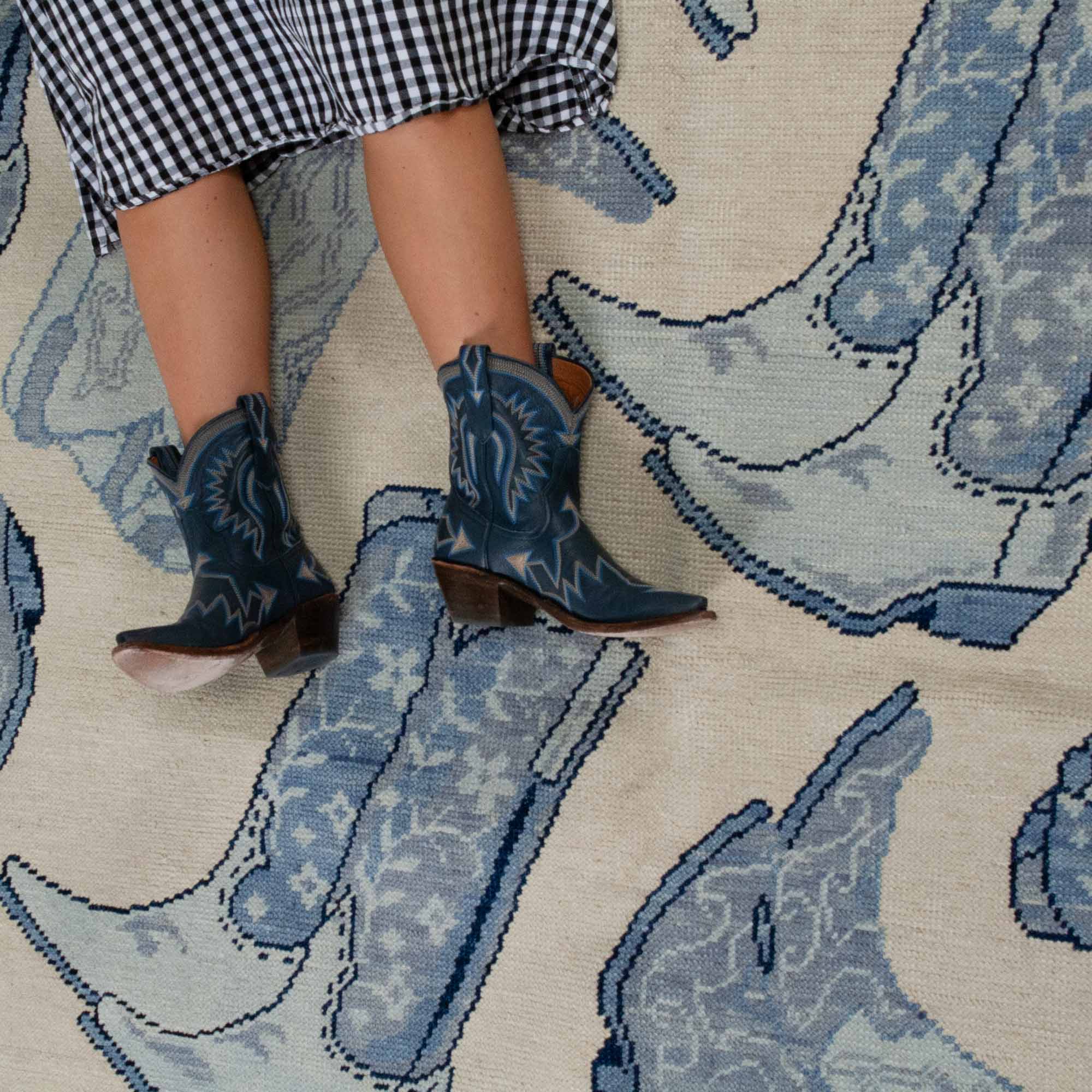 Blue Kicker Turkish Knot Rug - Image 3