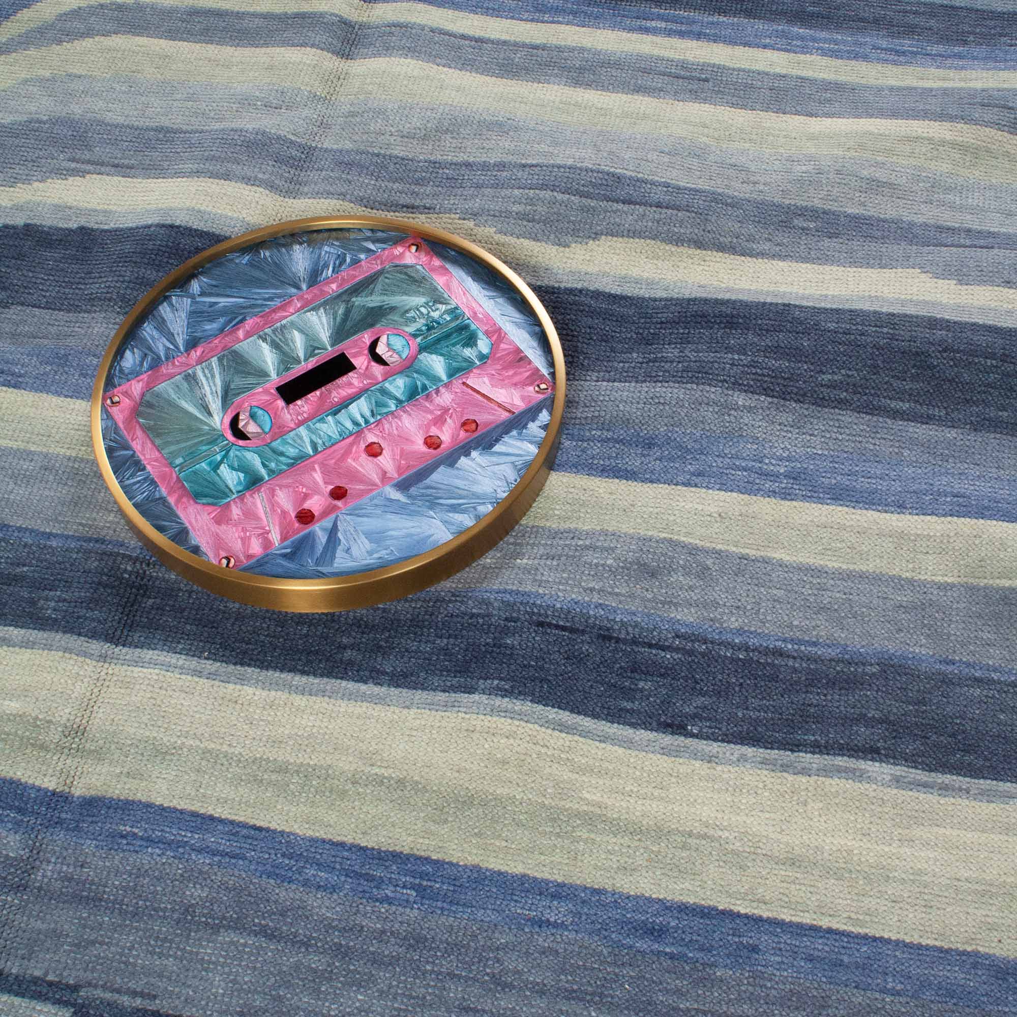 Blue Ombre Paint Mix Turkish Knot Rug - Image 2