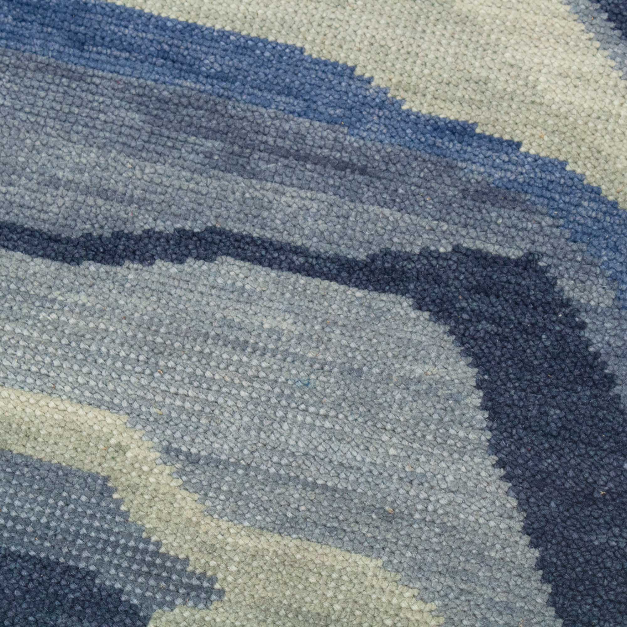Blue Ombre Paint Mix Turkish Knot Rug - Image 4