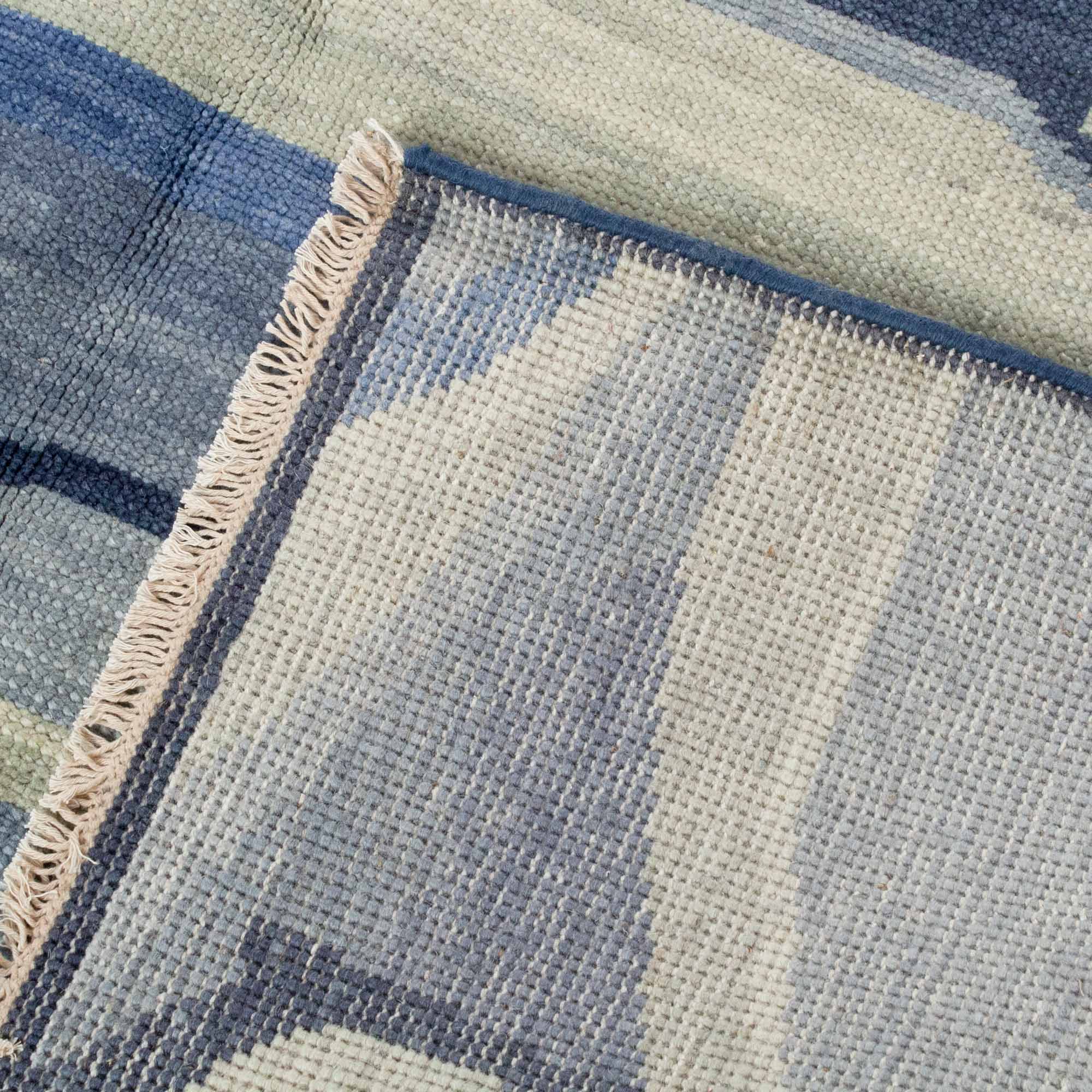 Blue Ombre Paint Mix Turkish Knot Rug - Image 5