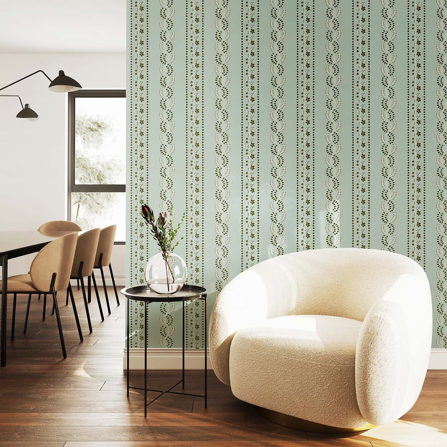 Botanic Stripe Wallpaper - Ash Blue - Image 2