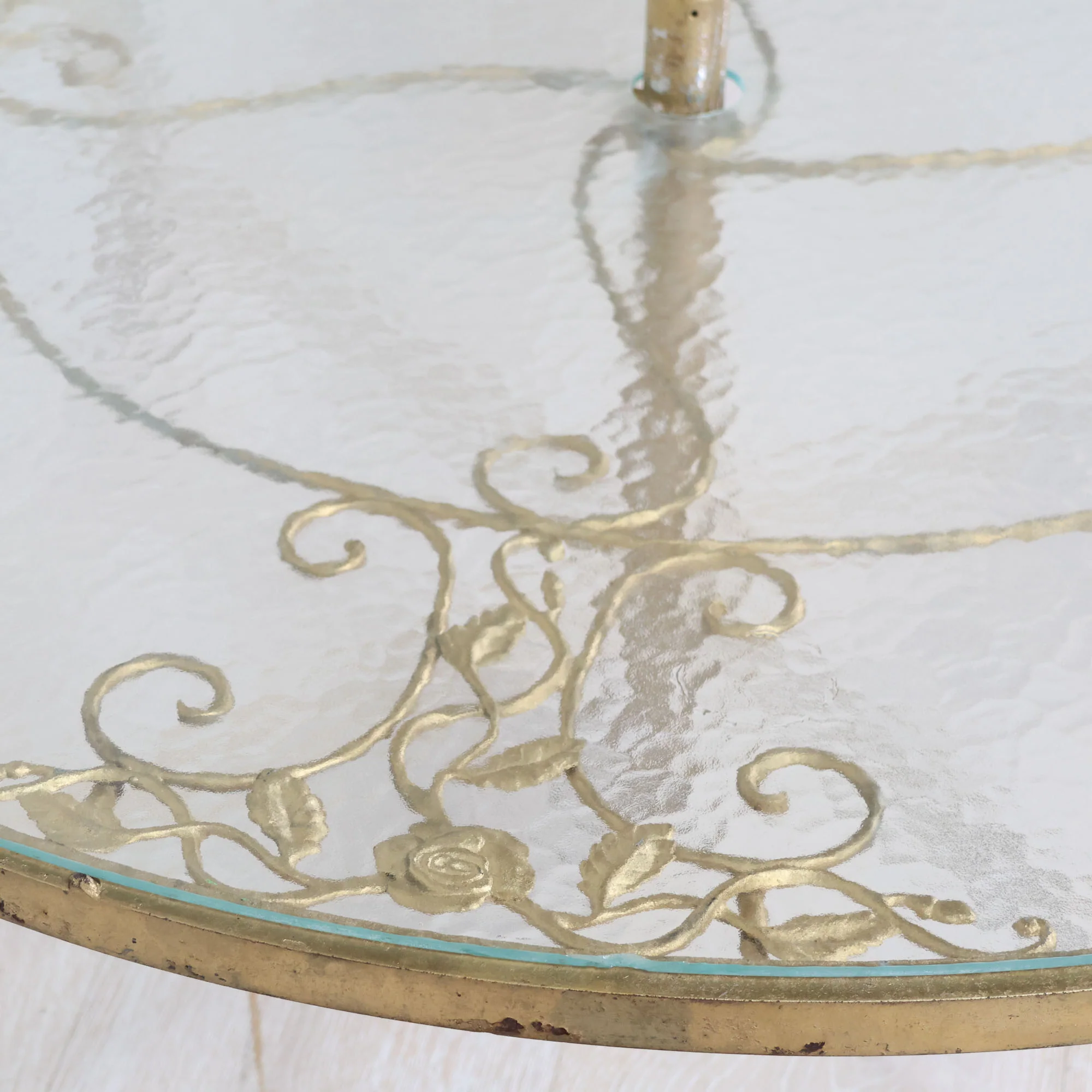 Brass Coffee Table with Glass Top and Candelabra Centerpiece - Image 3