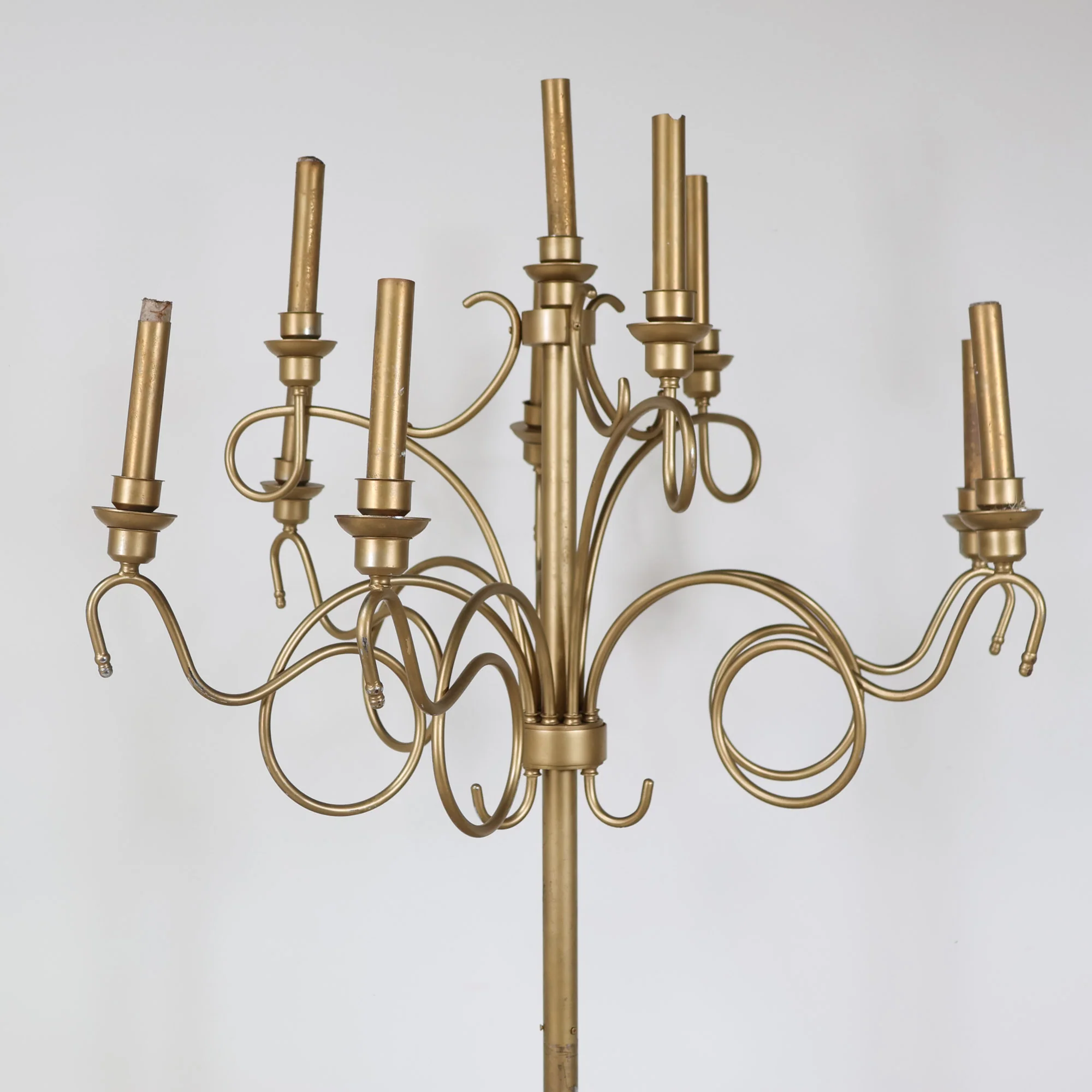 Brass Coffee Table with Glass Top and Candelabra Centerpiece - Image 4