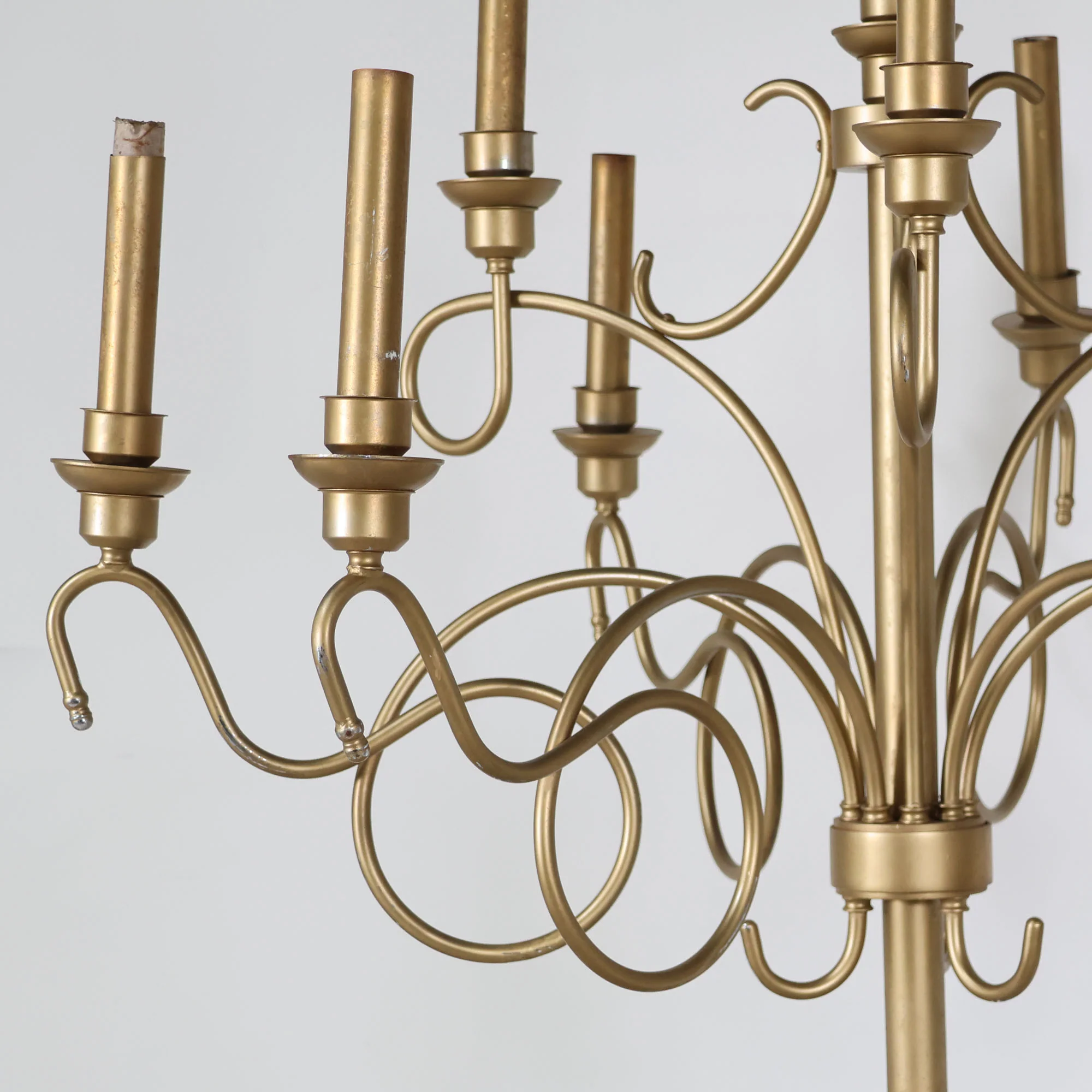 Brass Coffee Table with Glass Top and Candelabra Centerpiece - Image 5