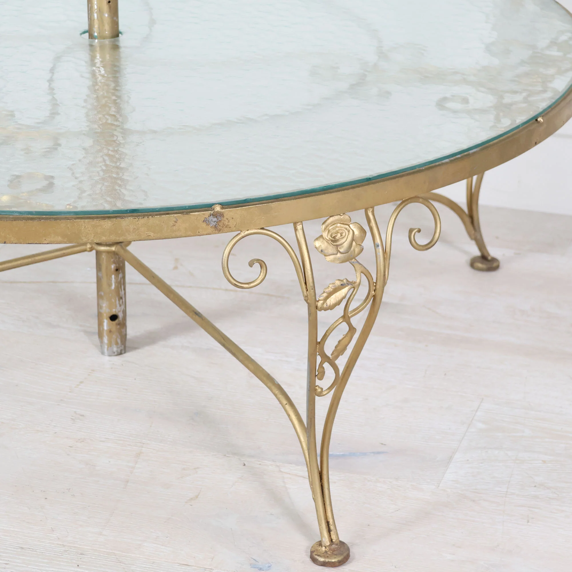 Brass Coffee Table with Glass Top and Candelabra Centerpiece - Image 8