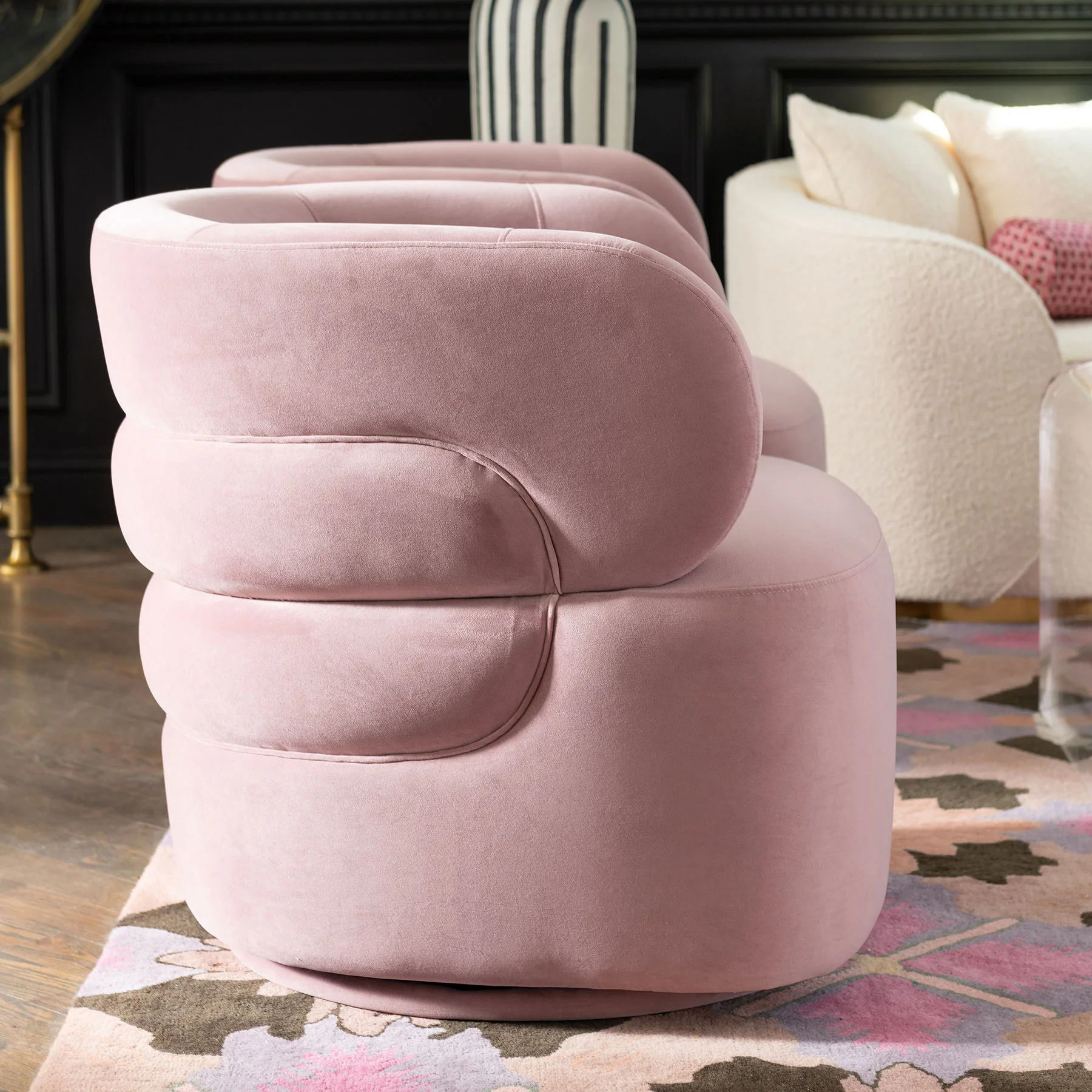 Capri Swivel Chair In Rose - Image 2