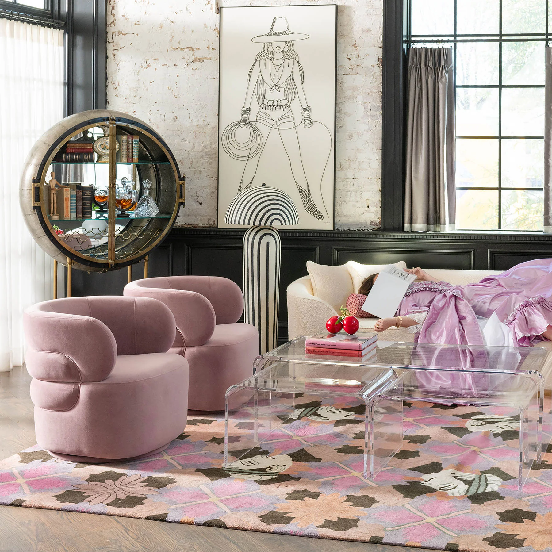Capri Swivel Chair In Rose - Image 3