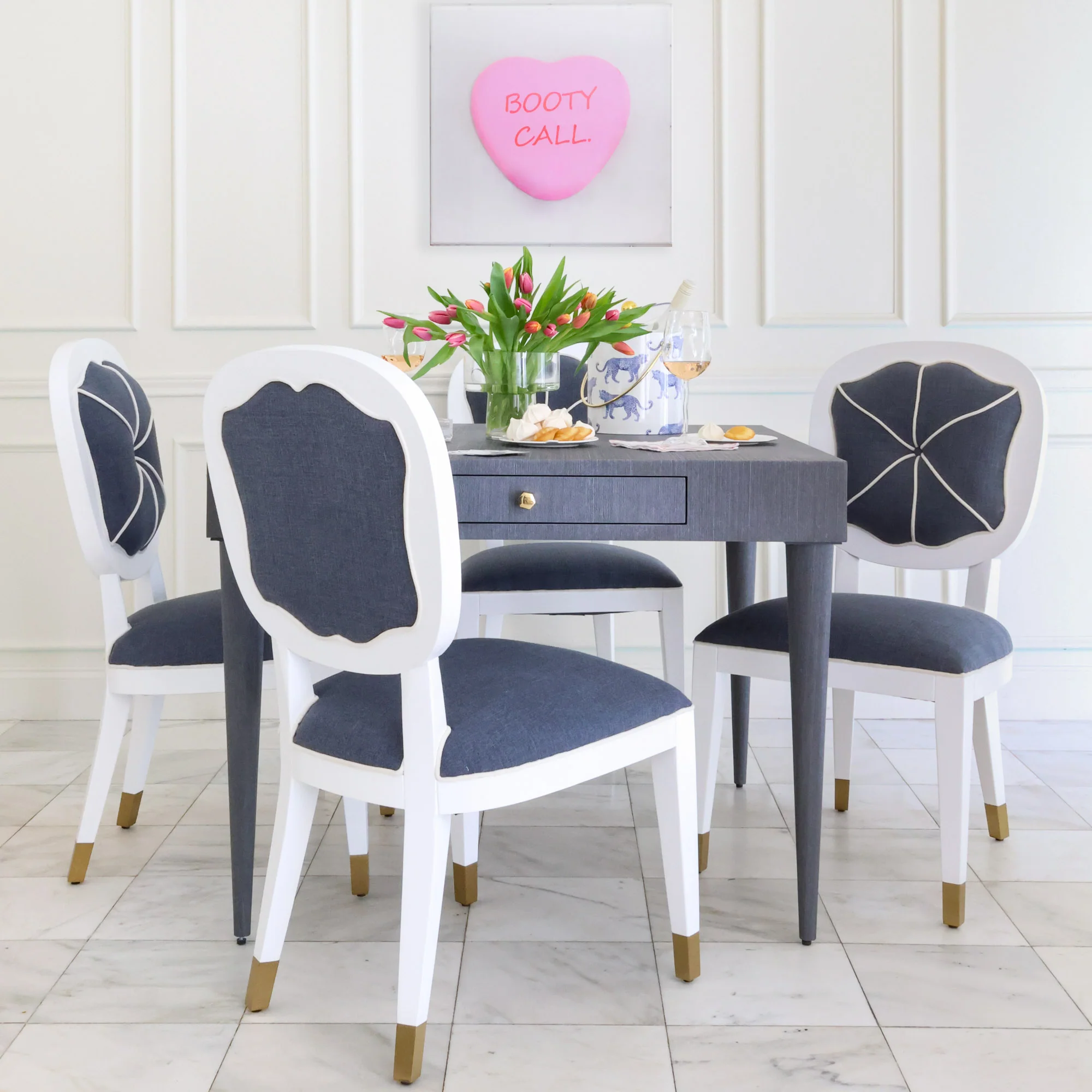 Carlyle Armless Dining Chair in Blue Tweed - Image 2