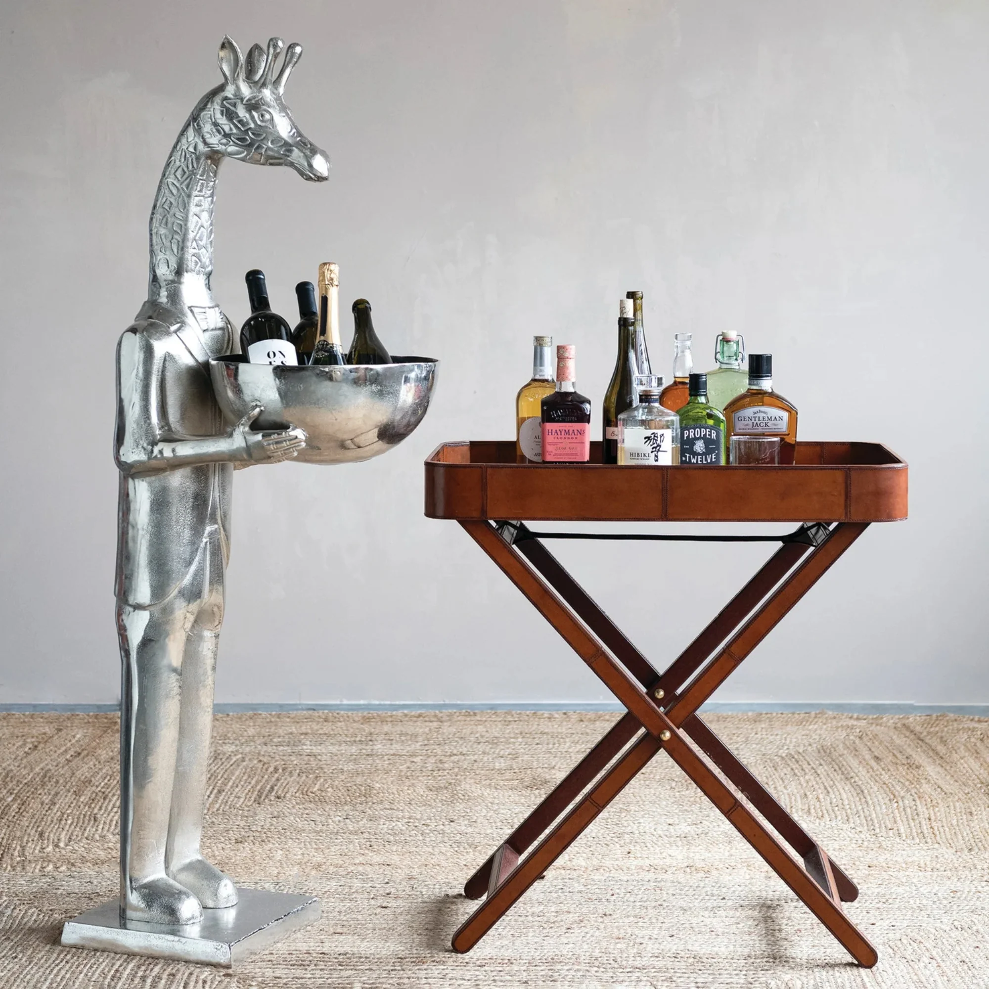 Cast Aluminum Giraffe Butler - Image 2