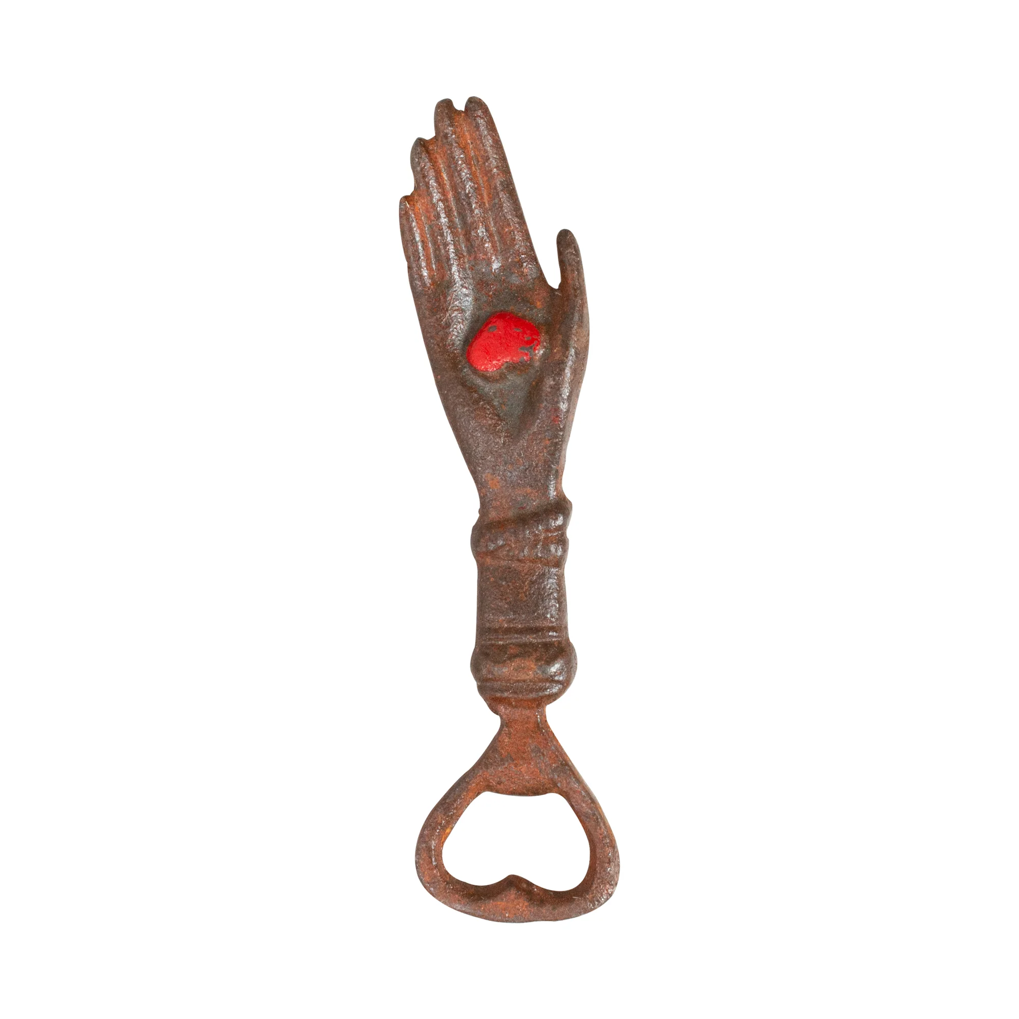 Cast Iron Bottle Opener - Heart Hand V1