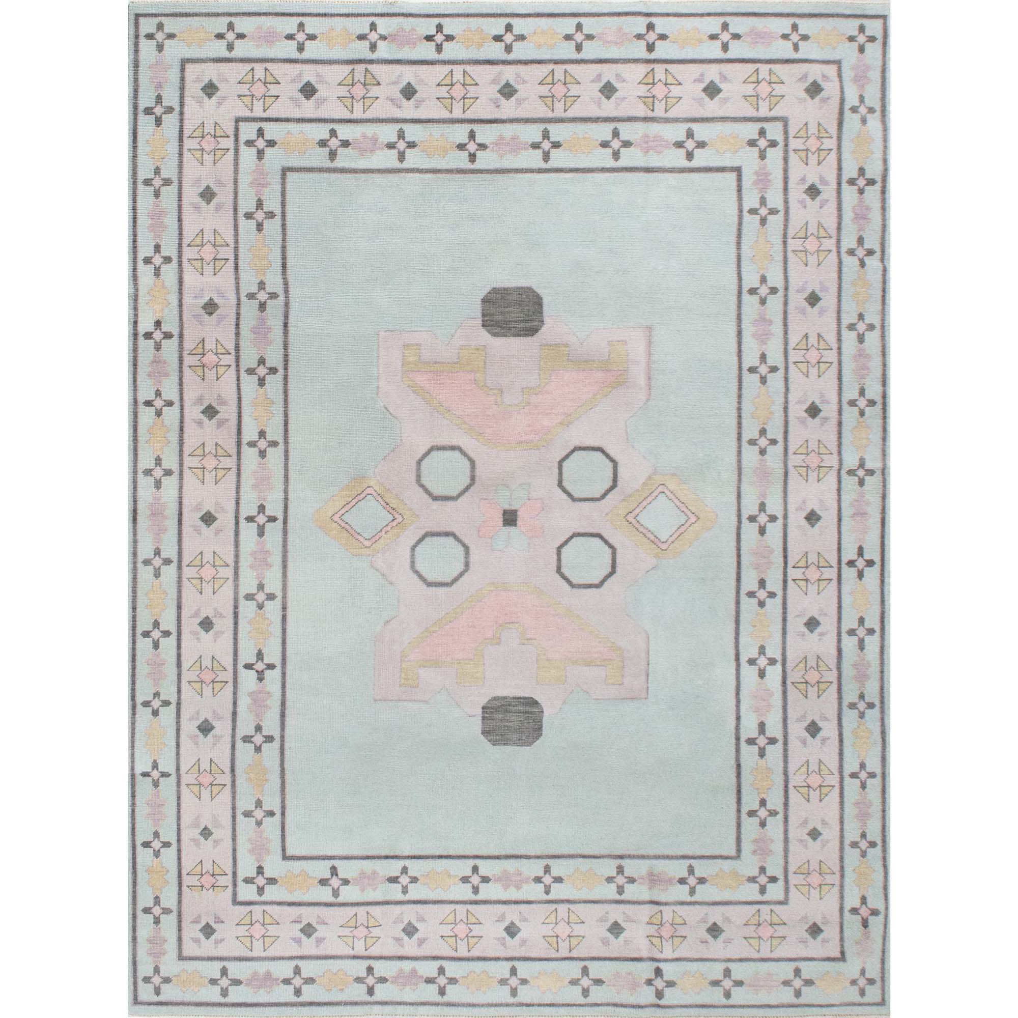 Celeste Blue Turkish Knot Rug