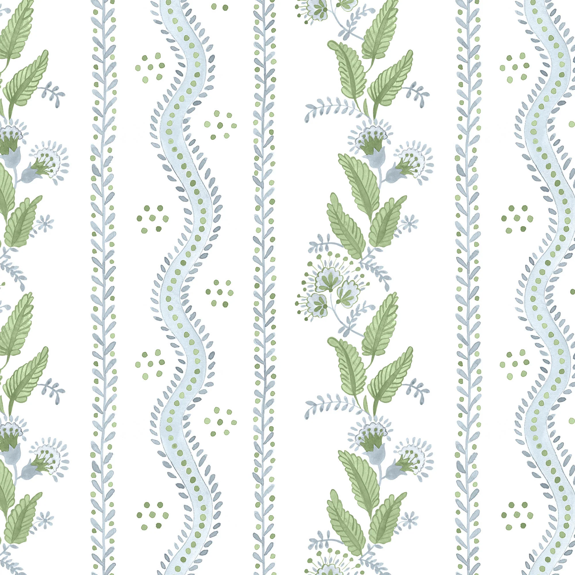 Climbing Vines Blue Green Fabric