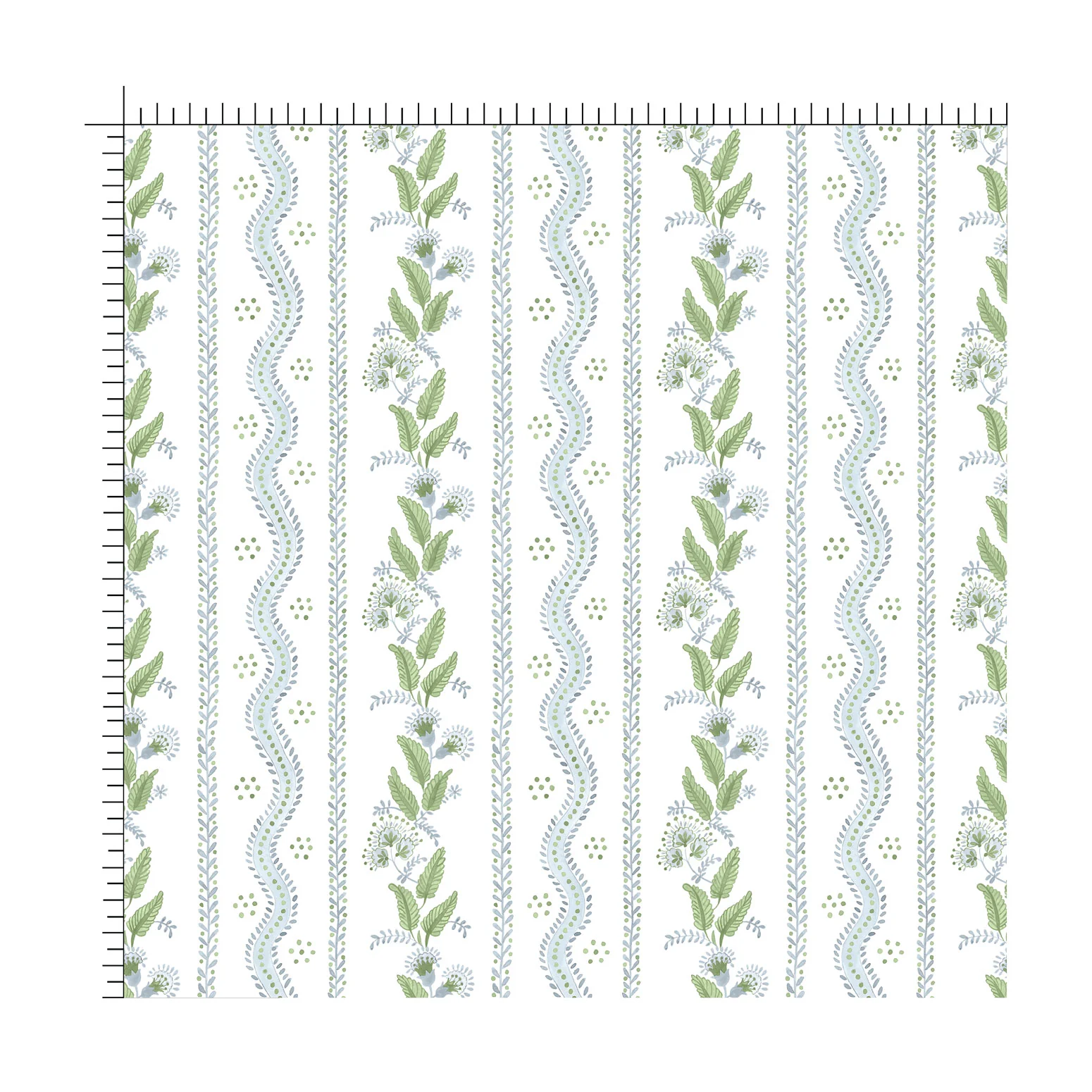 Climbing Vines Blue Green Fabric - Image 2