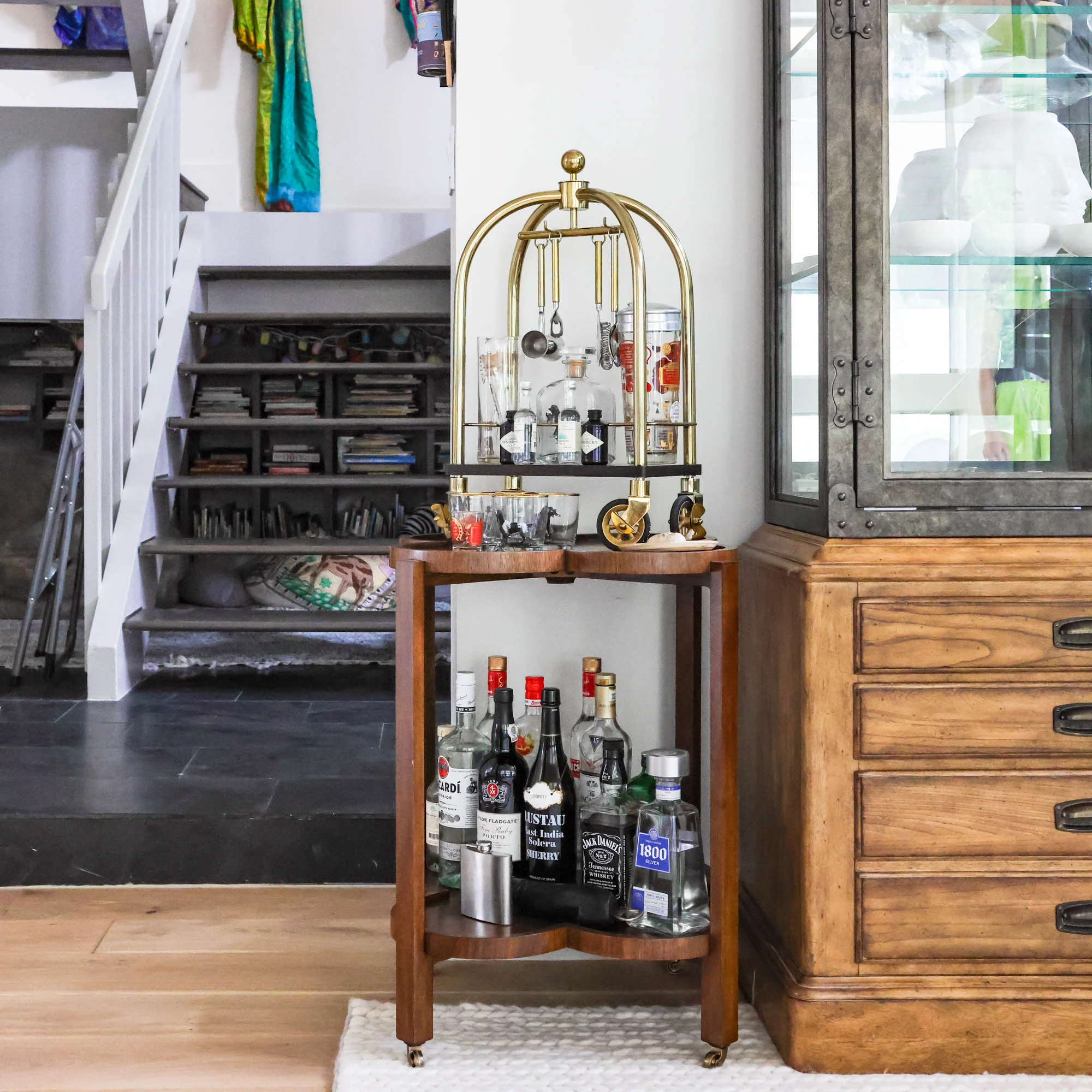 Clover Bar Cart in Walnut Veneer - Image 3