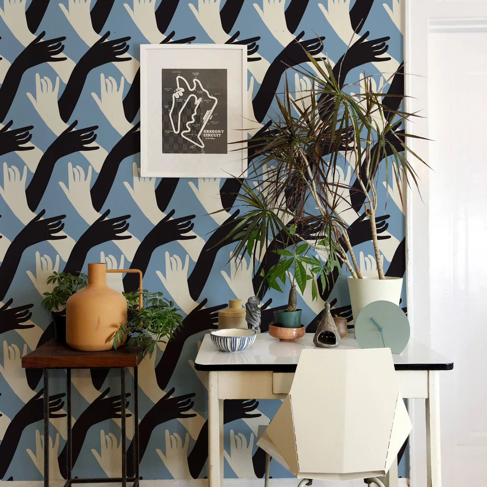 Connect Wallpaper by Natalie Papier - Dusky Sky Blue - Image 4