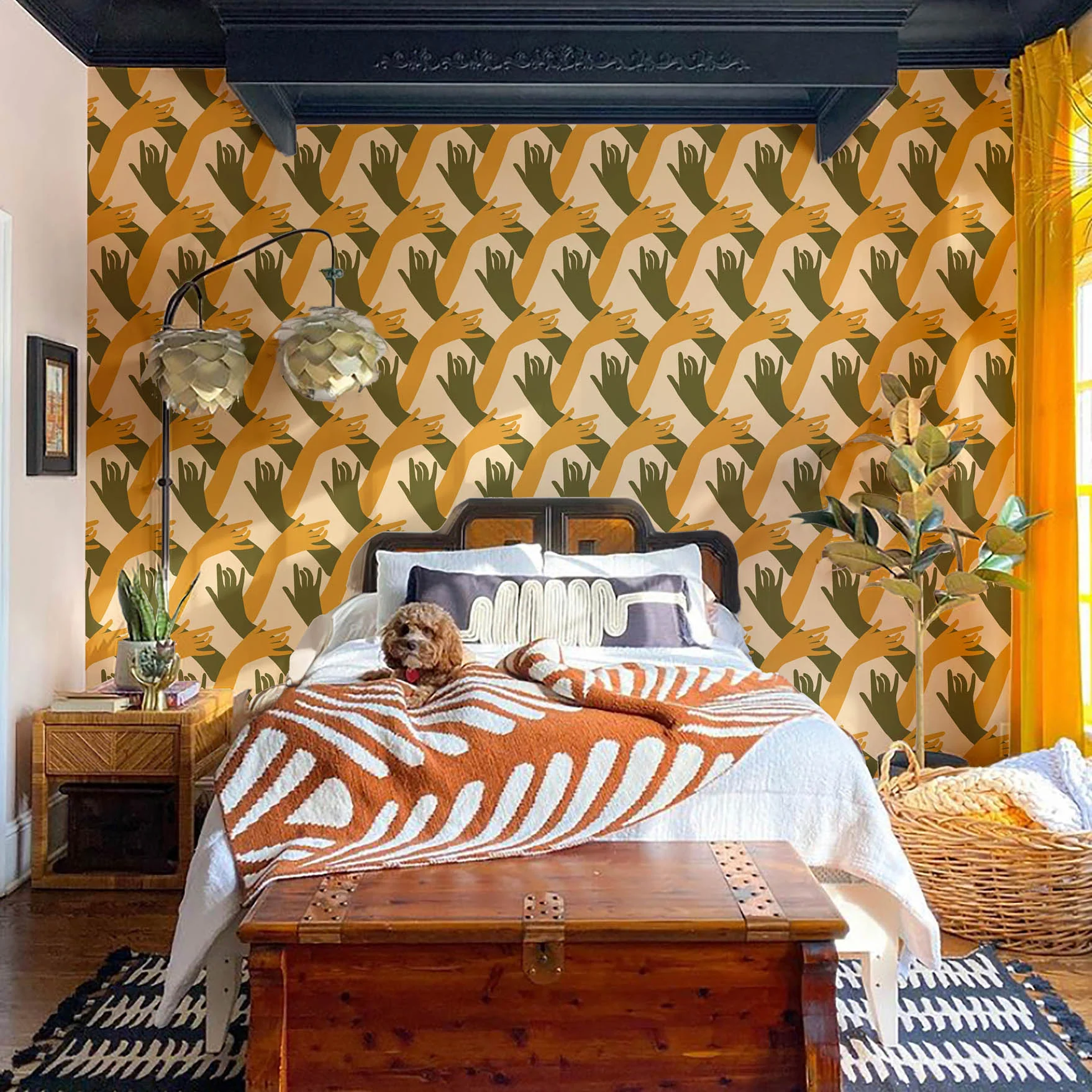 Connect Wallpaper by Natalie Papier - Mid Century Amber - Image 2