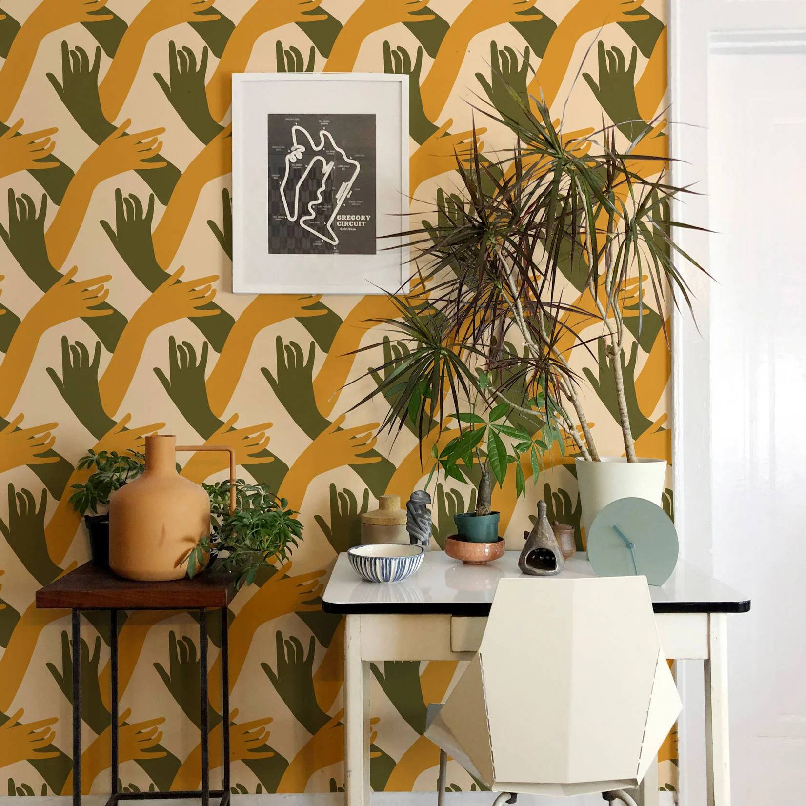 Connect Wallpaper by Natalie Papier - Mid Century Amber - Image 3