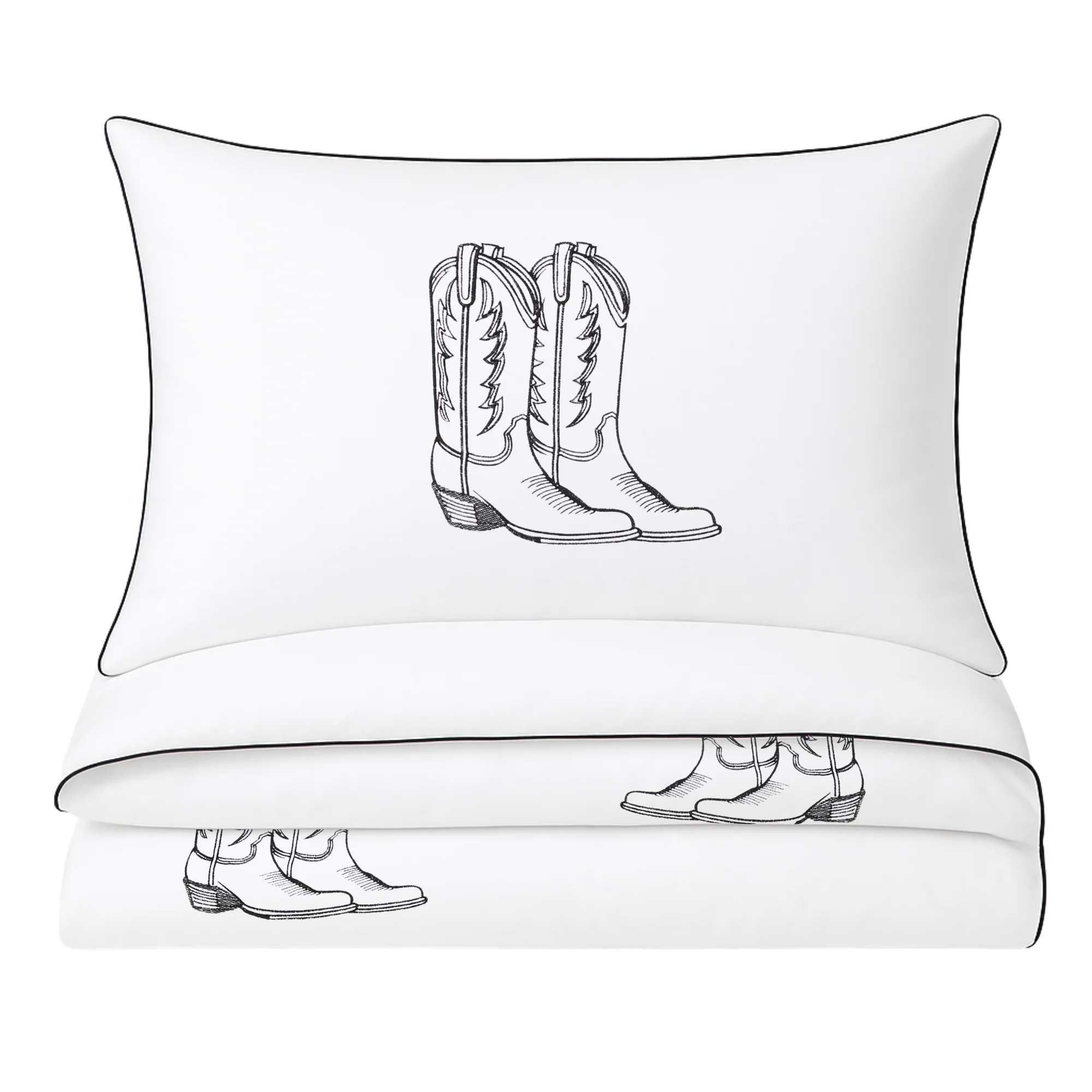 Cowboy Boot Duvet Cover in Black