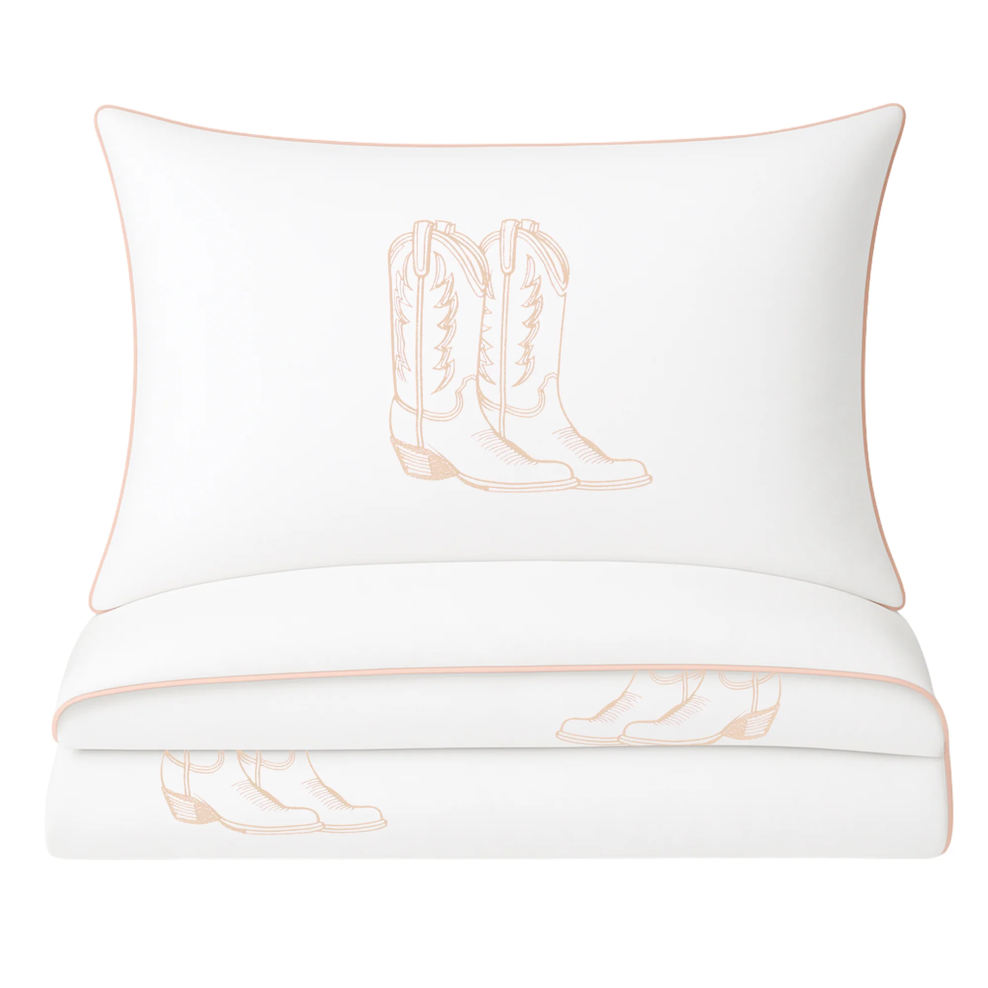 Cowboy Boot Duvet Cover in Pale Blush