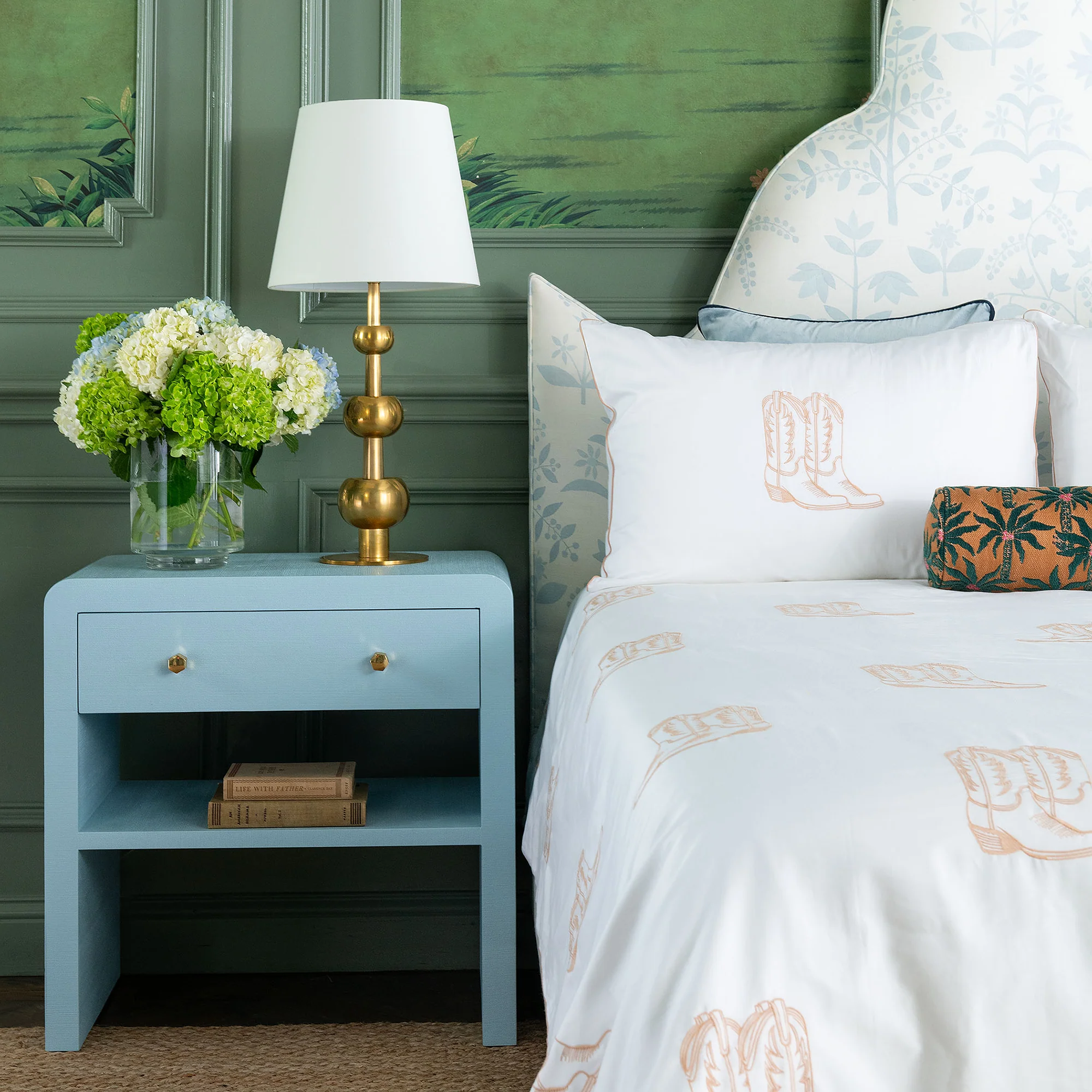 Cowboy Boot Duvet Cover in Pale Blush - Image 2