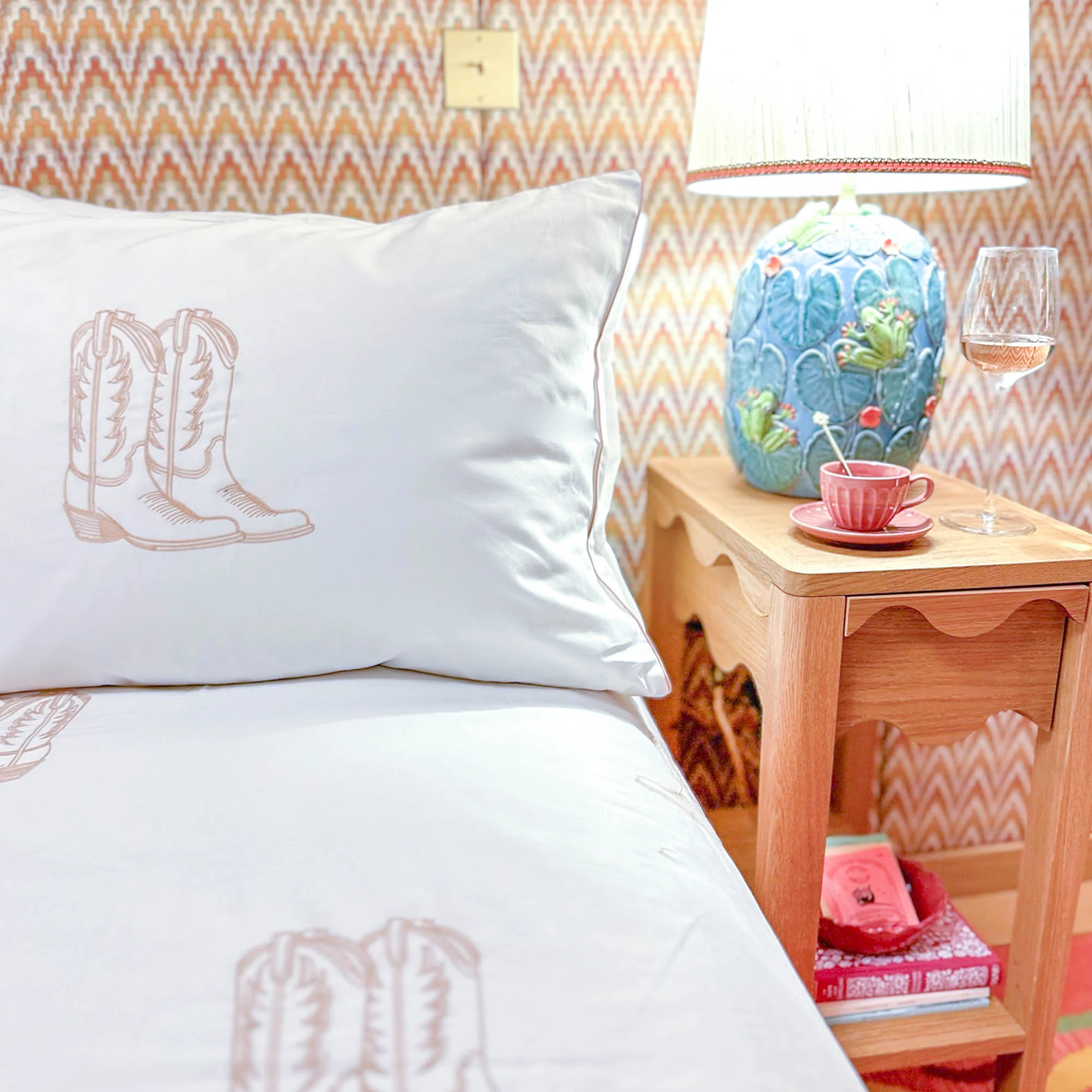 Cowboy Boot Duvet Cover in Pale Blush - Image 3
