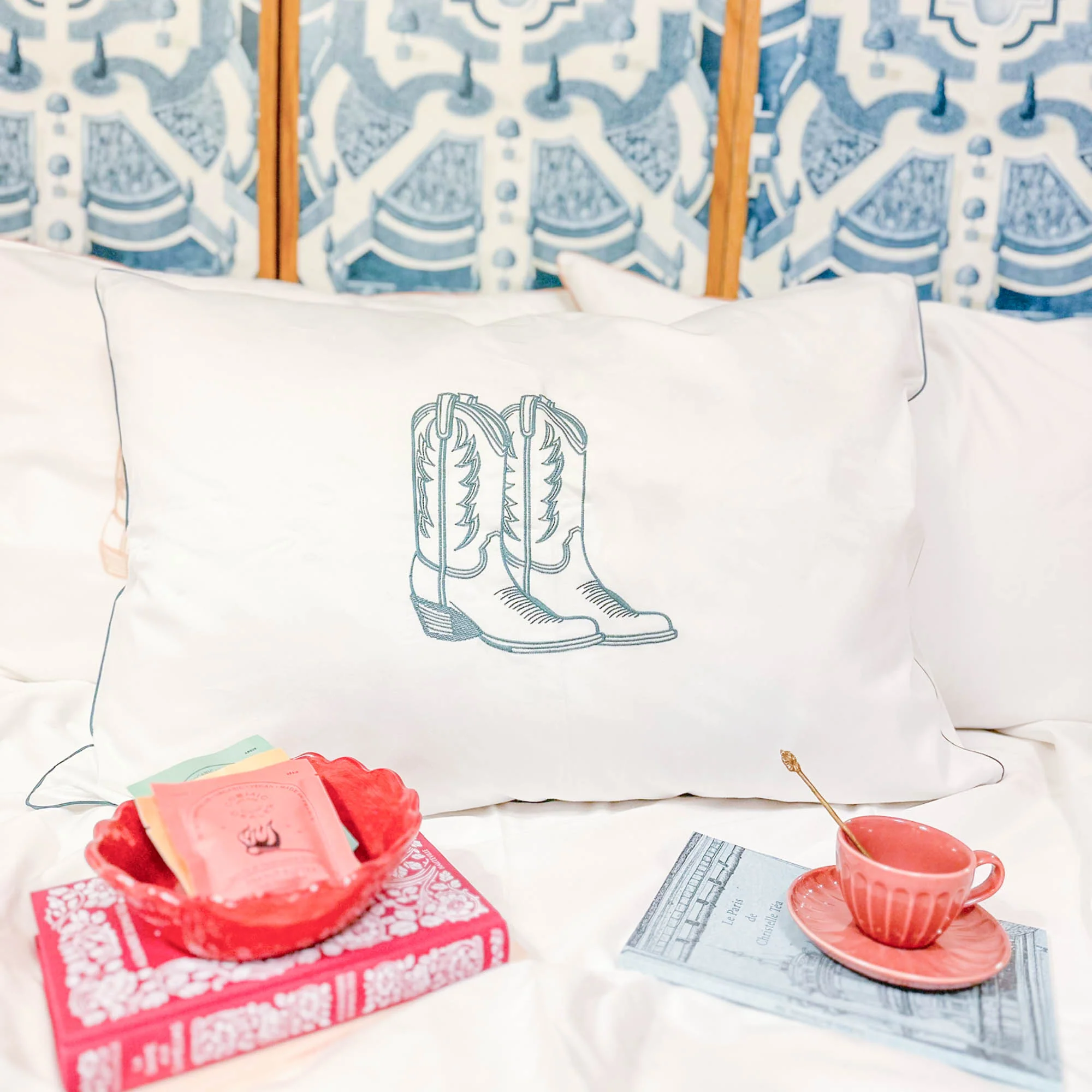 Cowboy Boot Duvet Cover in Lagoon - Image 2
