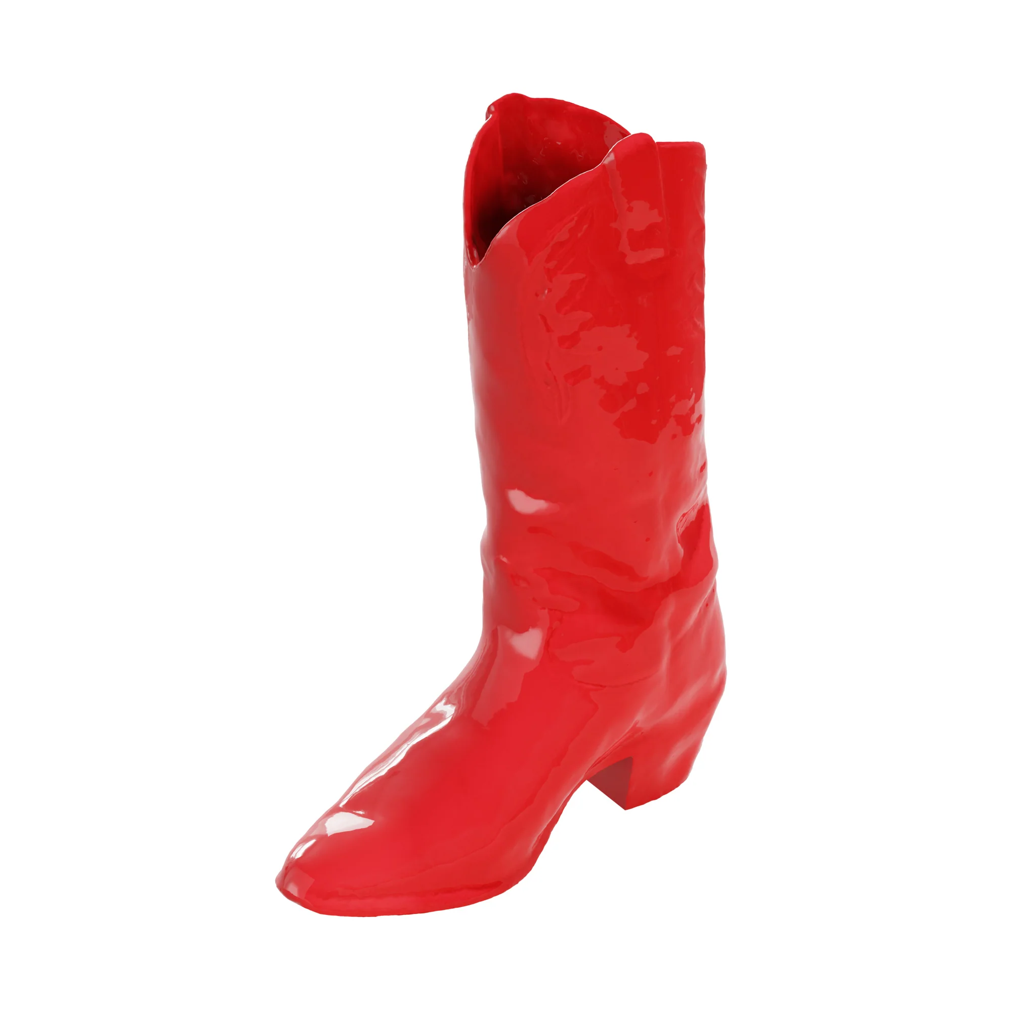 Cowboy Boot Vase in Cherry Red - Image 4