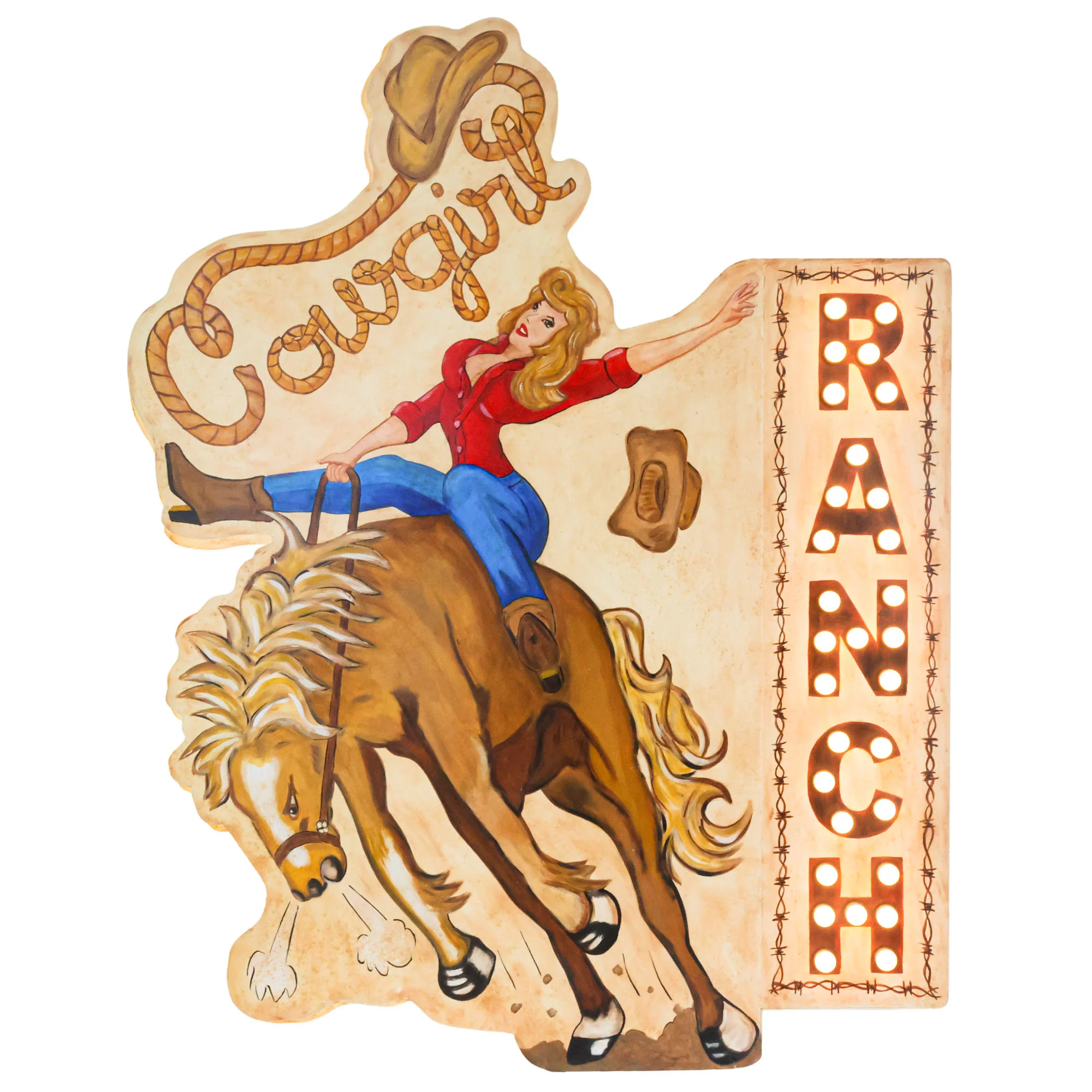 Cowgirl Ranch Light Up Sign