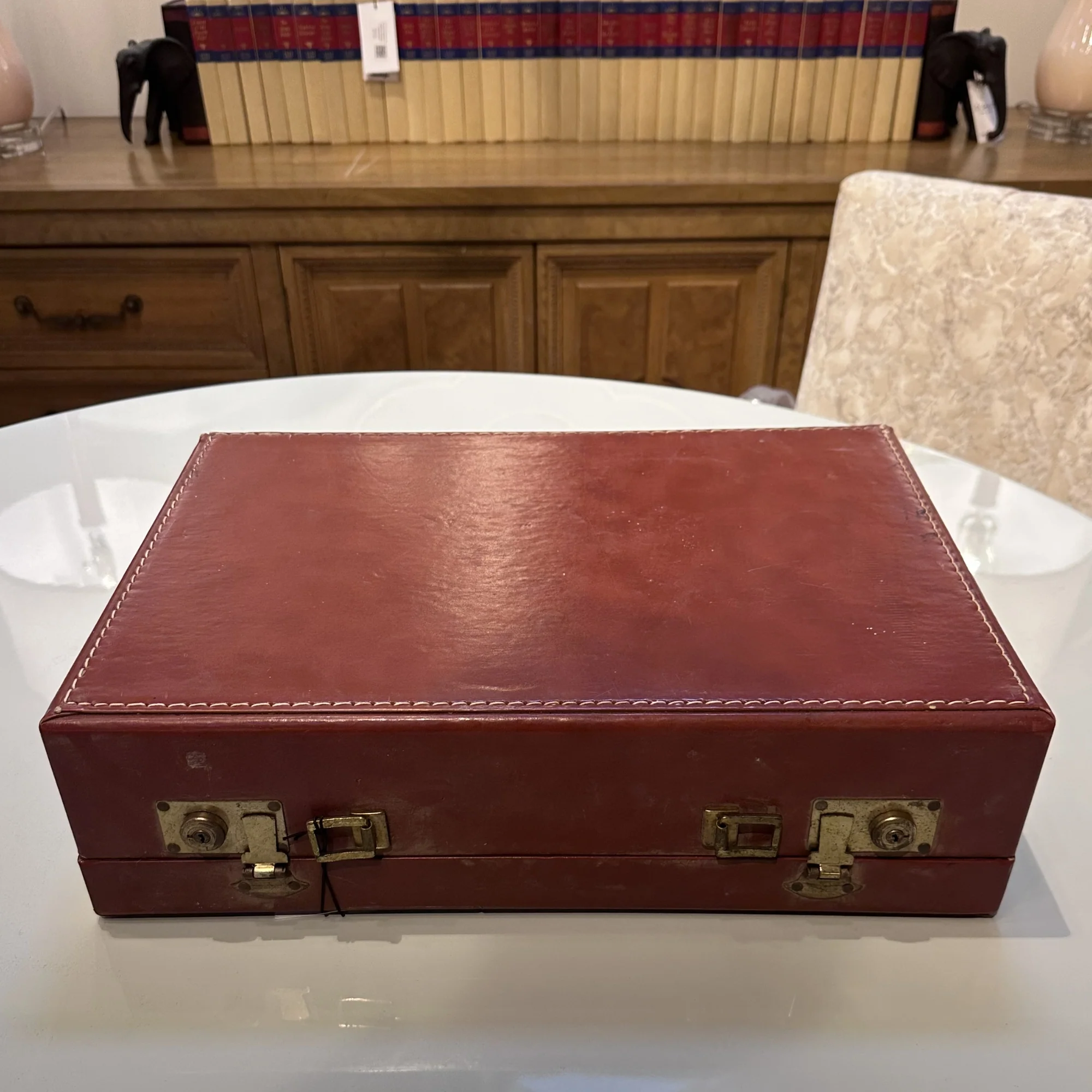 Vintage Red Suitcase - Image 3