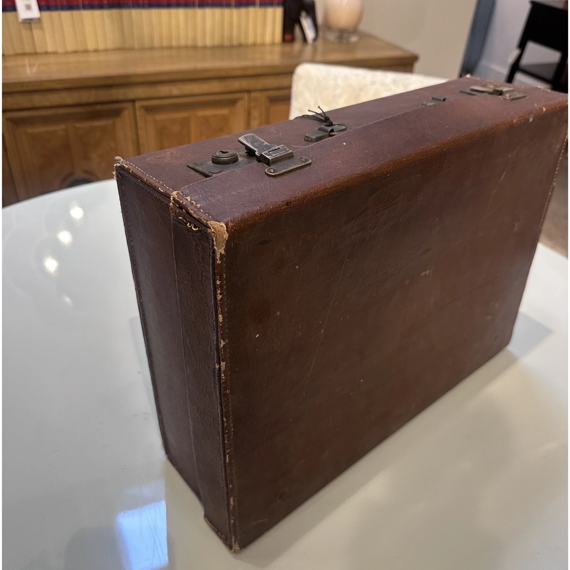 Vintage Brown Suitcase - Missing Handle - Image 2