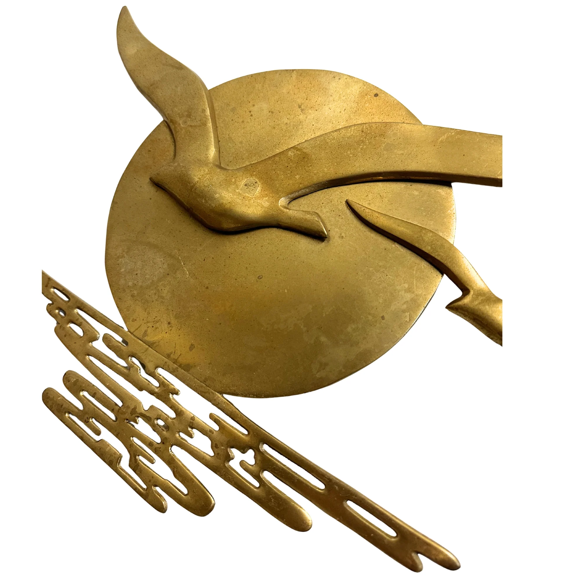 Vintage MCM Sea gulls In Flight Brass Wall Hangings - Image 2