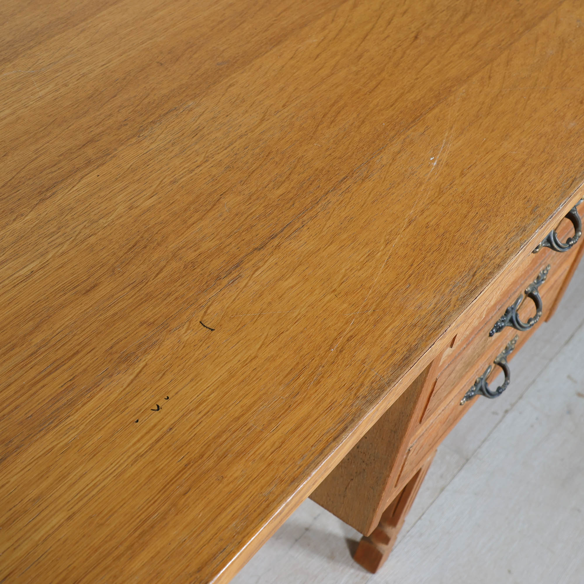 HA-501 Danish Oak Desk with Bookshelf Front 3 - Image 3