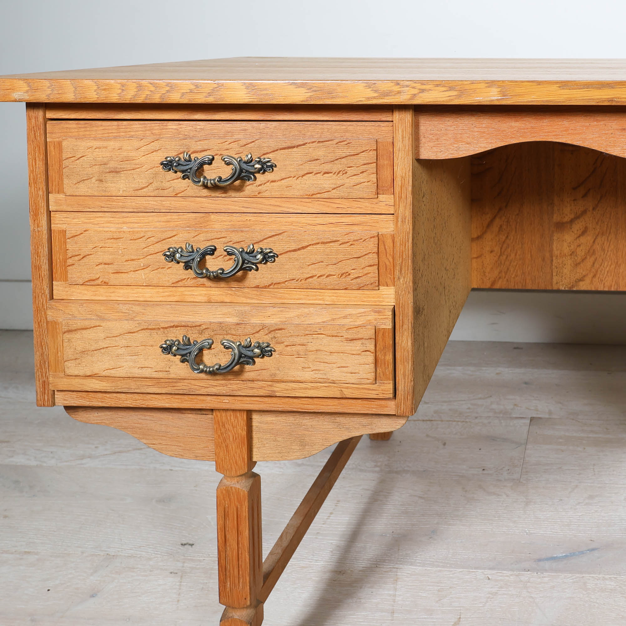 HA-501 Danish Oak Desk with Bookshelf Front 3 - Image 5