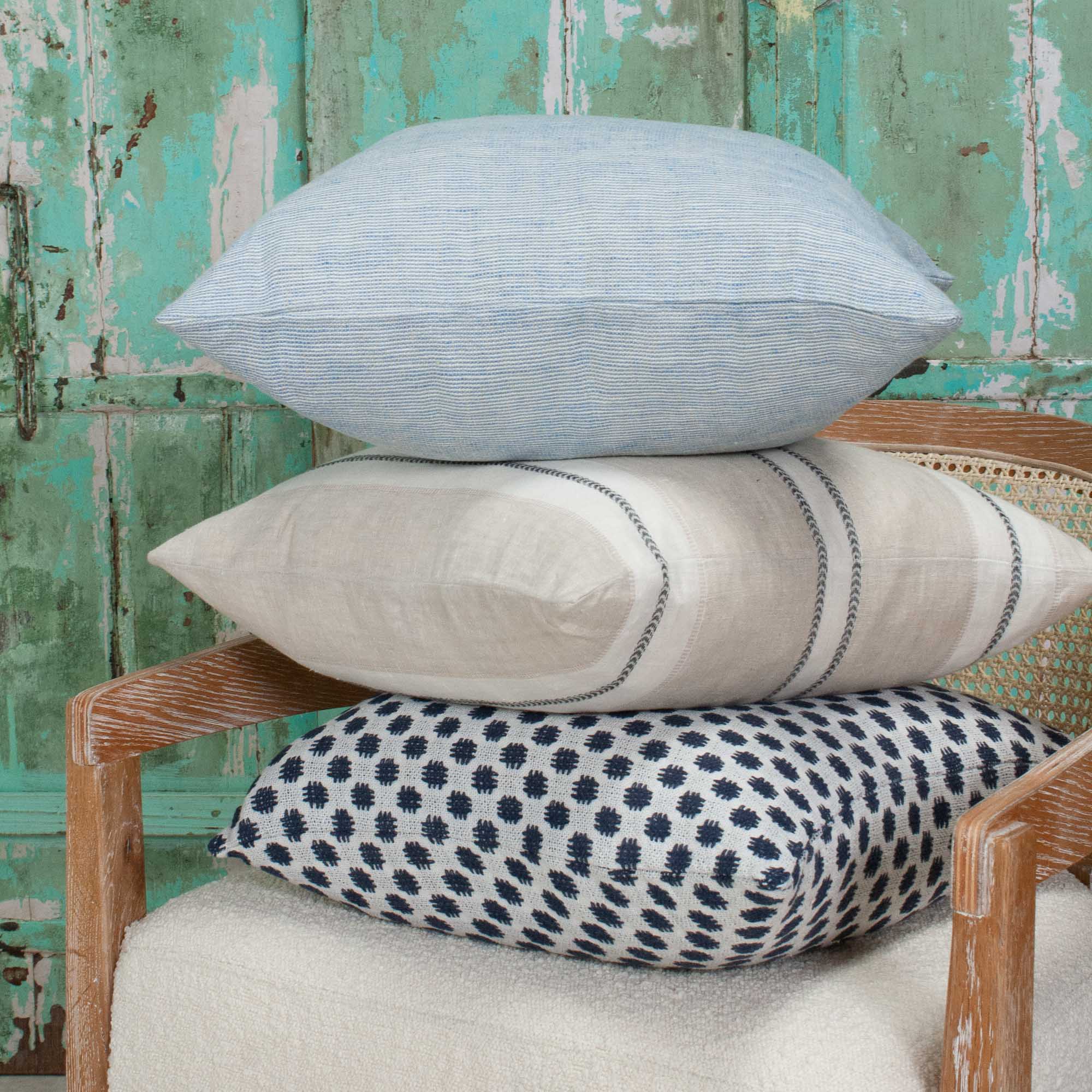 Dobby Natural & Black Stripe Linen Pillow - Image 4