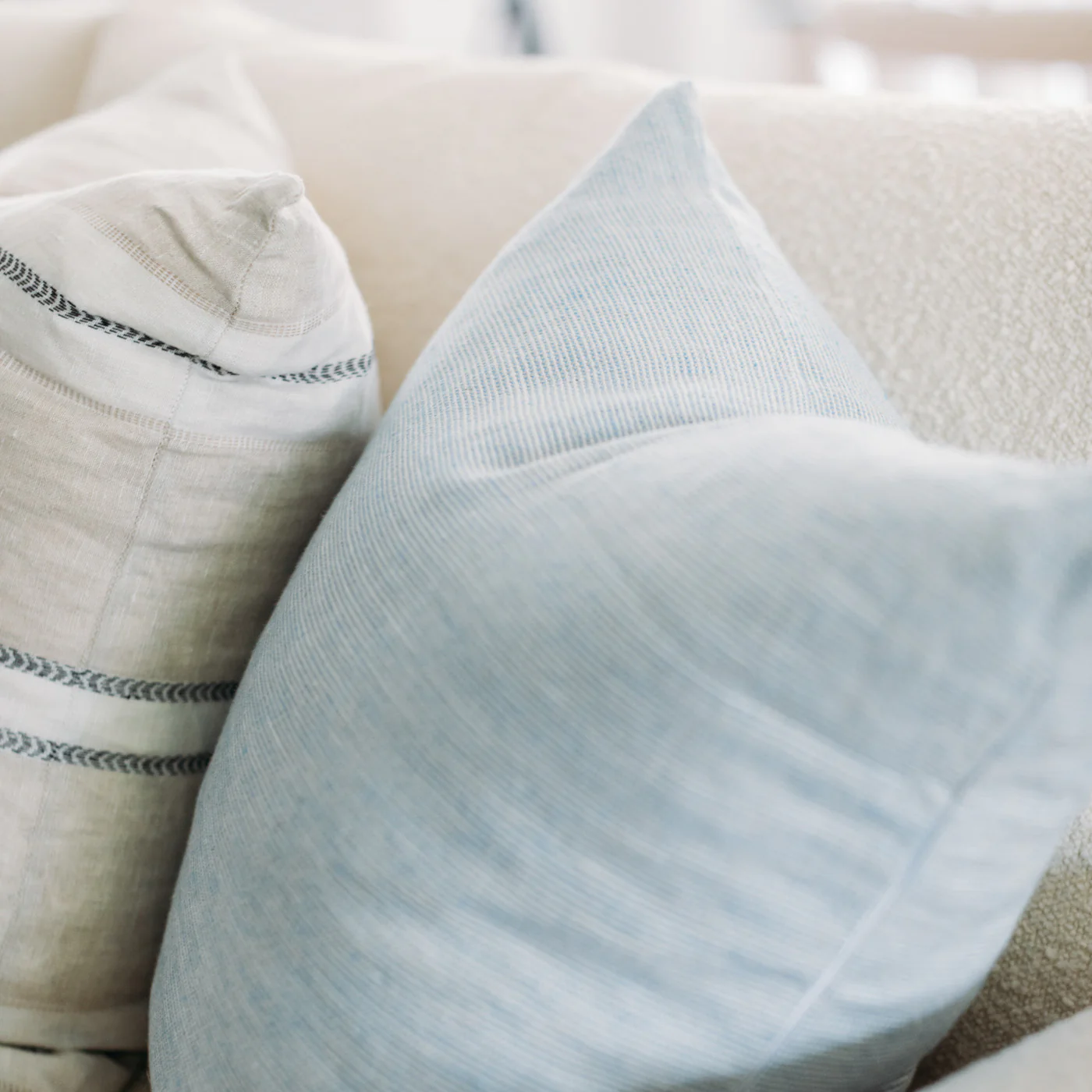 Dobby Natural & Black Stripe Linen Pillow - Image 7