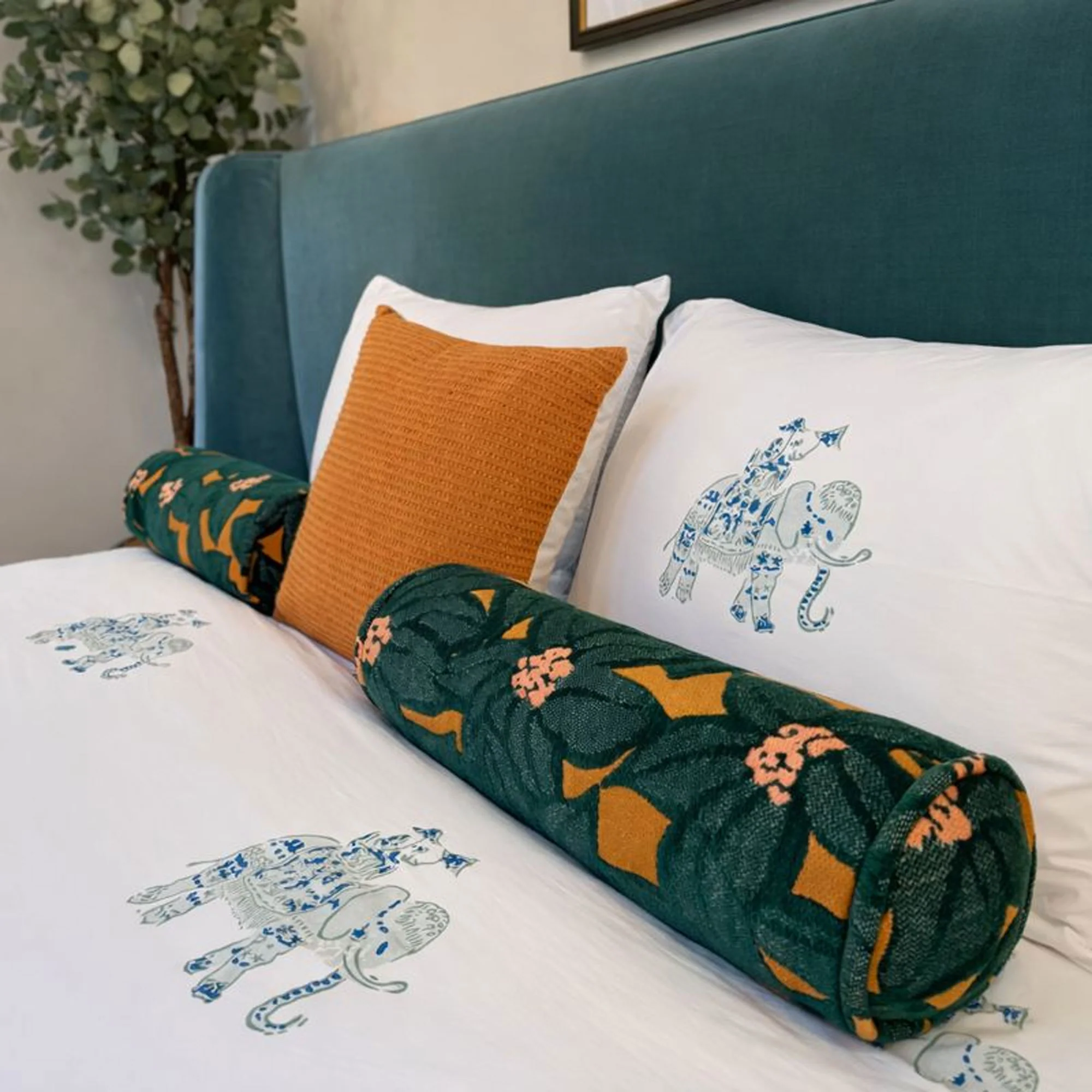 Elephant Block Print Duvet in Blue – Queen - Image 3