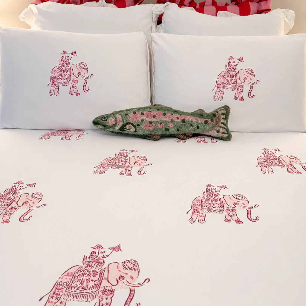 Elephant Block Print Duvet in Pink - Queen - Image 3