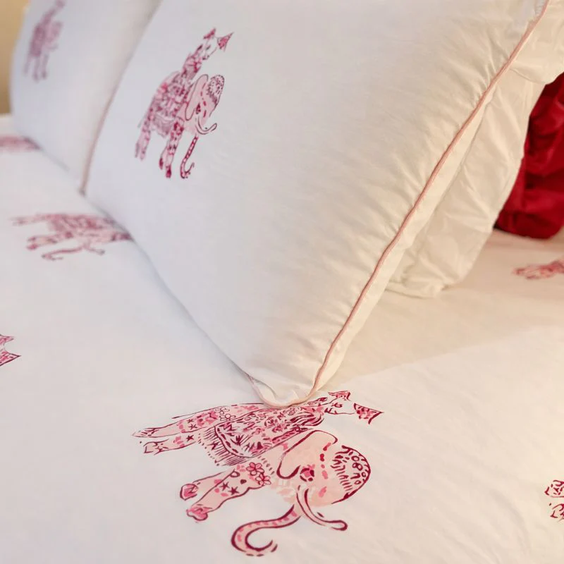 Elephant Block Print Duvet in Pink - Queen - Image 4